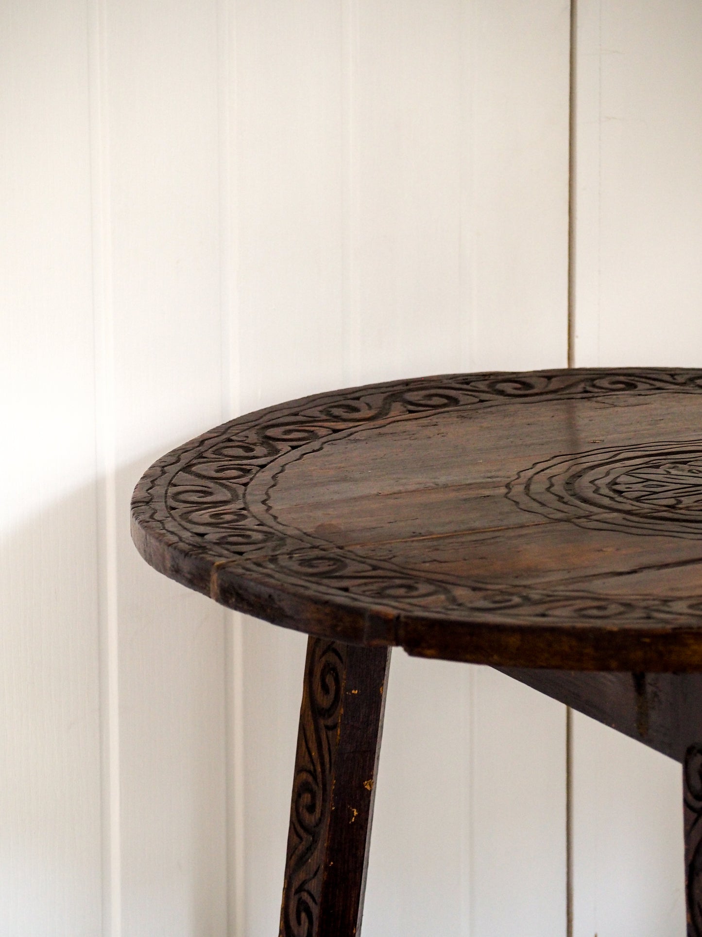 Vintage Antique 18th Century Round Pine Cricket Table / Side Table / Furniture