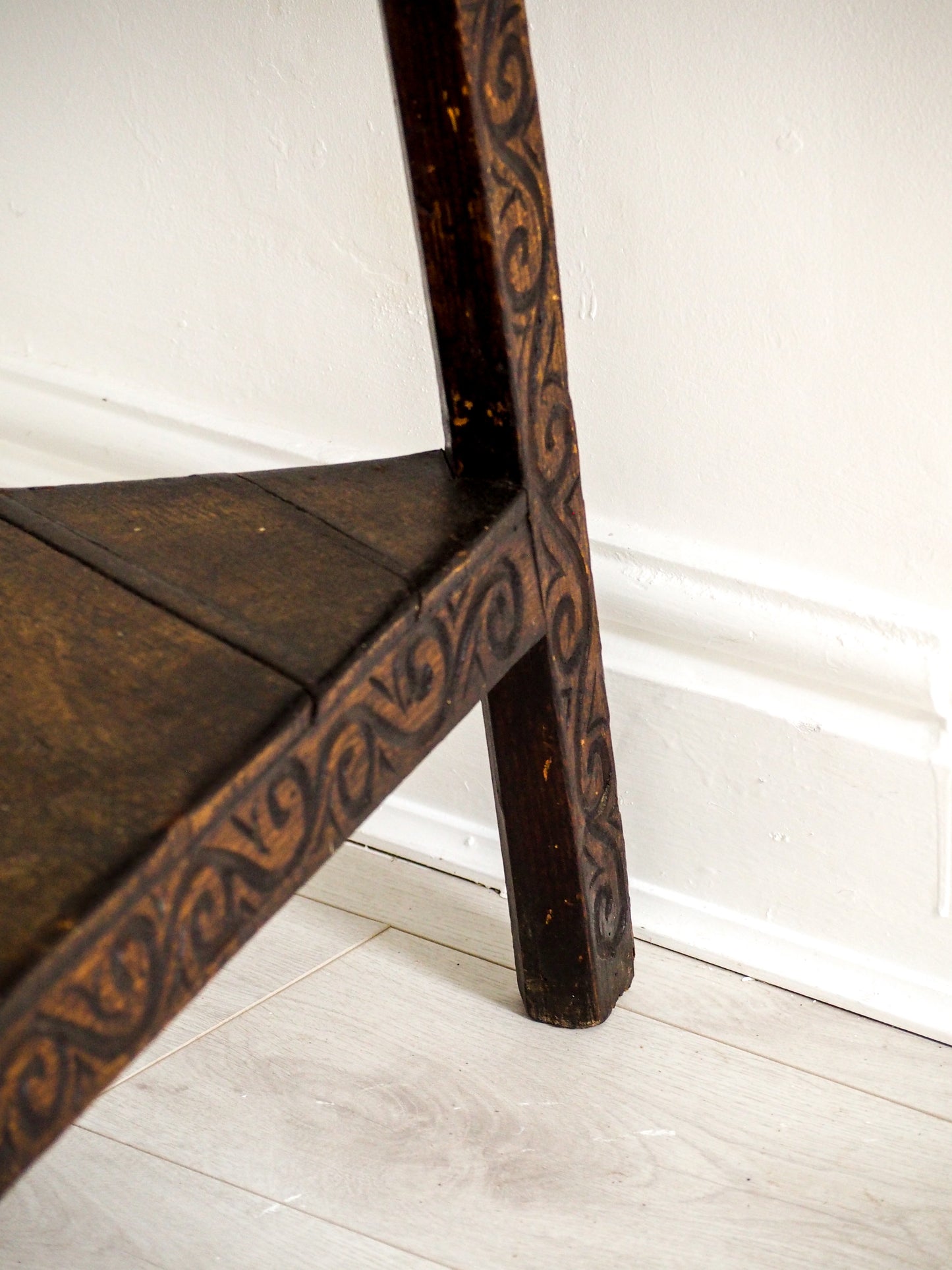 Vintage Antique 18th Century Round Pine Cricket Table / Side Table / Furniture