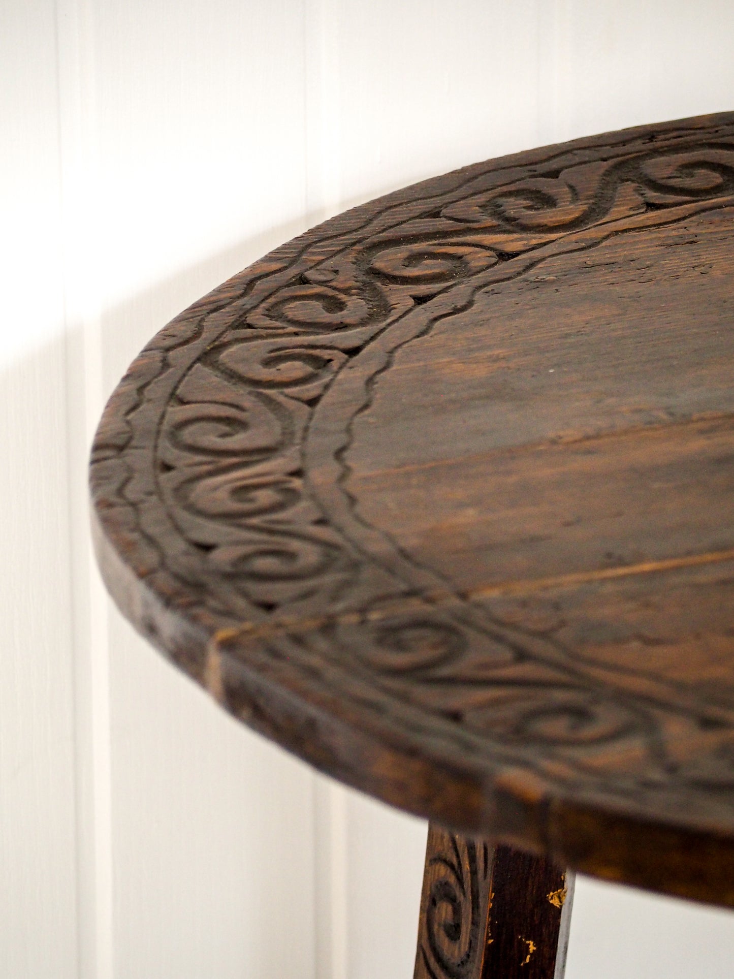 Vintage Antique 18th Century Round Pine Cricket Table / Side Table / Furniture