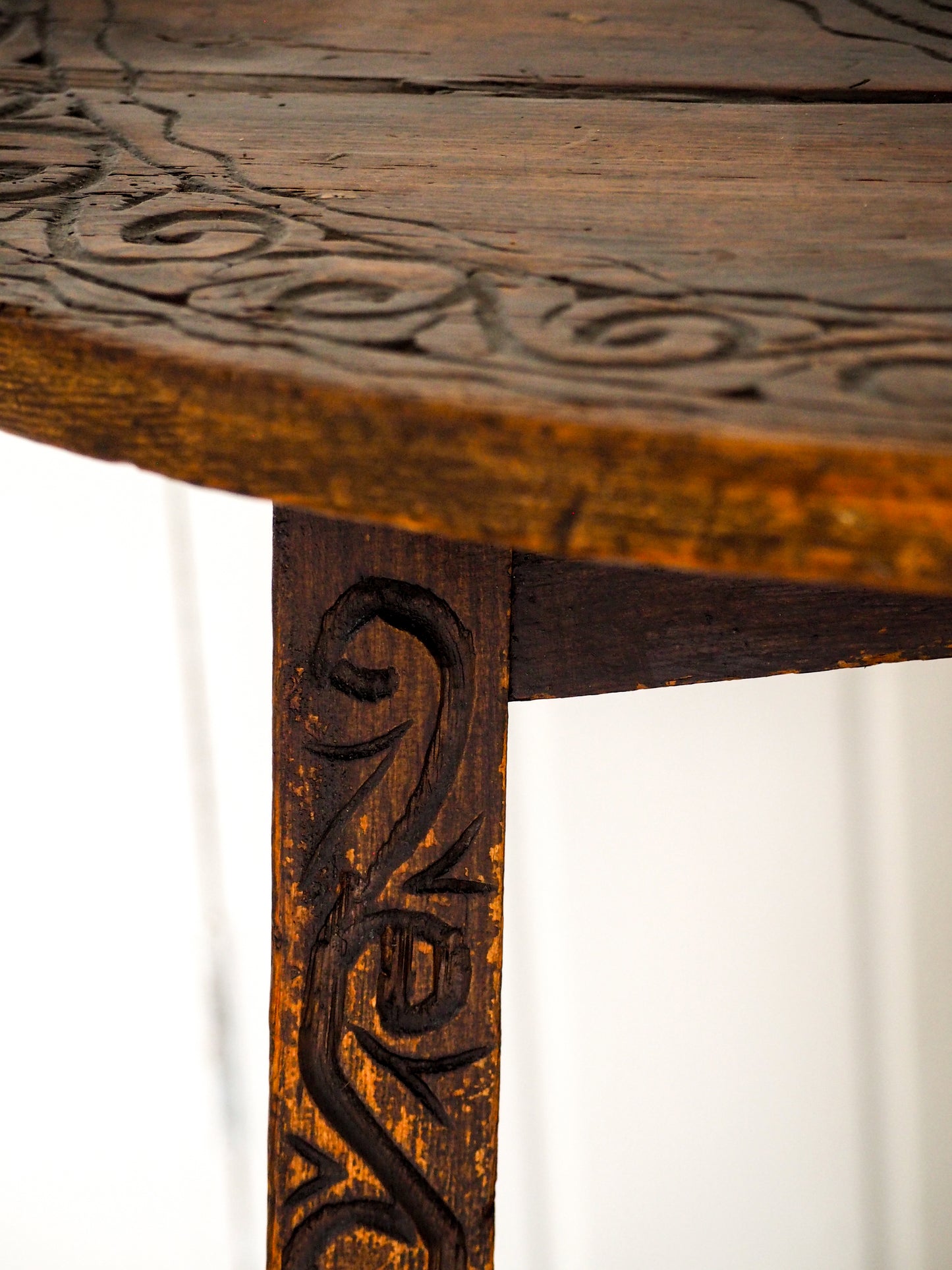 Vintage Antique 18th Century Round Pine Cricket Table / Side Table / Furniture