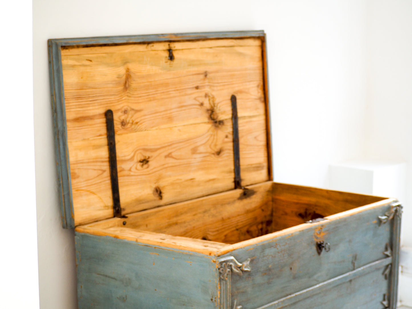 Antique 19th Century Gustavian Chest in Distressed Blue / Swedish Bedroom Furniture