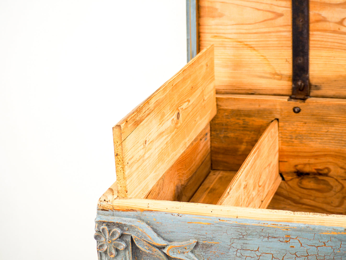 Antique 19th Century Gustavian Chest in Distressed Blue / Swedish Bedroom Furniture