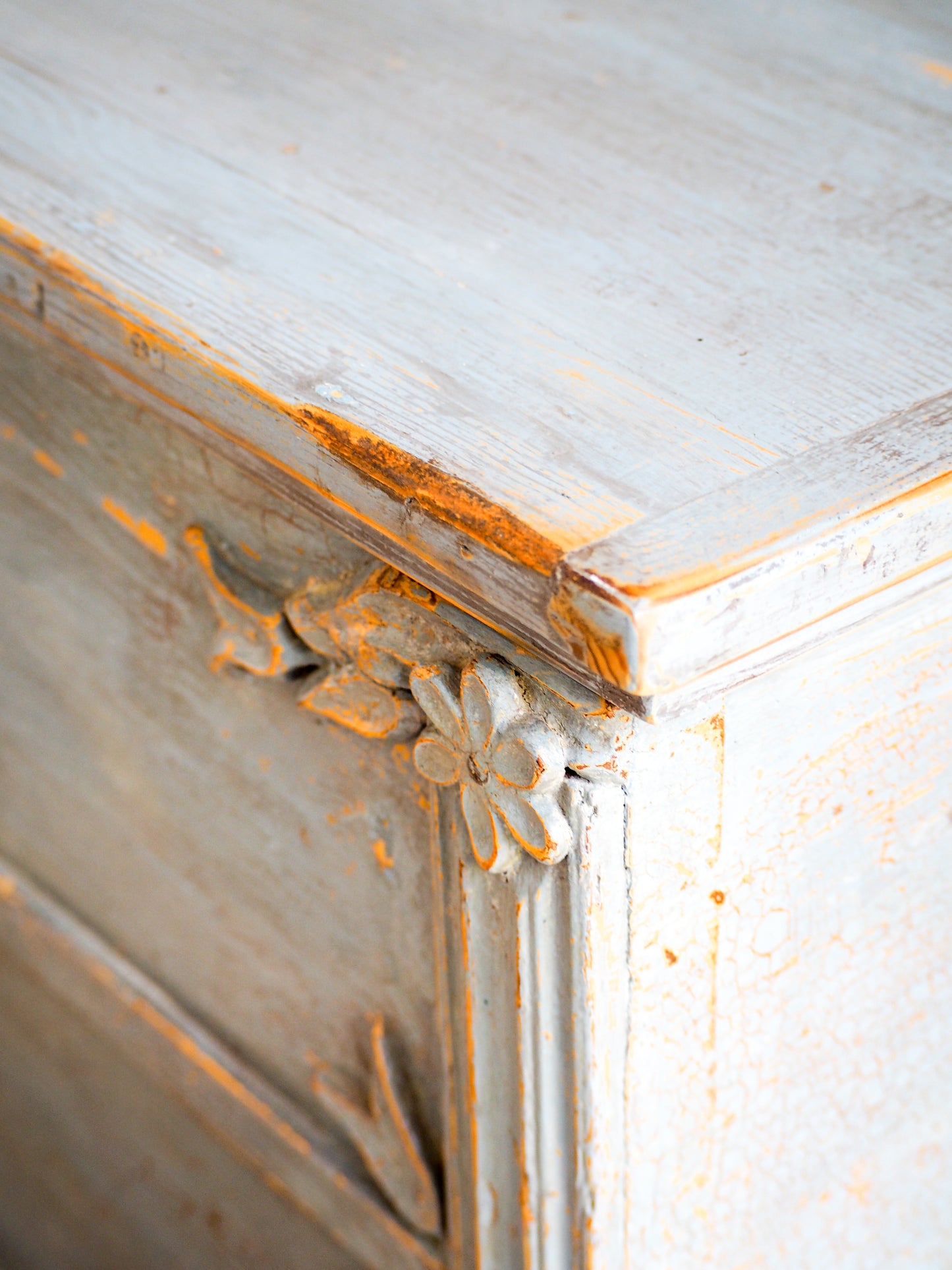 Antique 19th Century Gustavian Chest in Distressed Blue / Swedish Bedroom Furniture