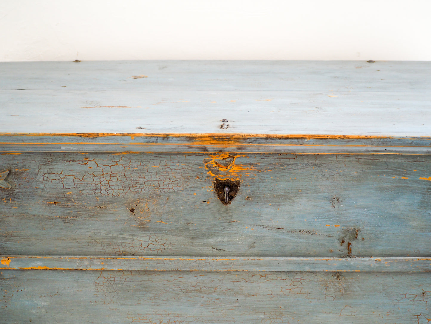 Antique 19th Century Gustavian Chest in Distressed Blue / Swedish Bedroom Furniture