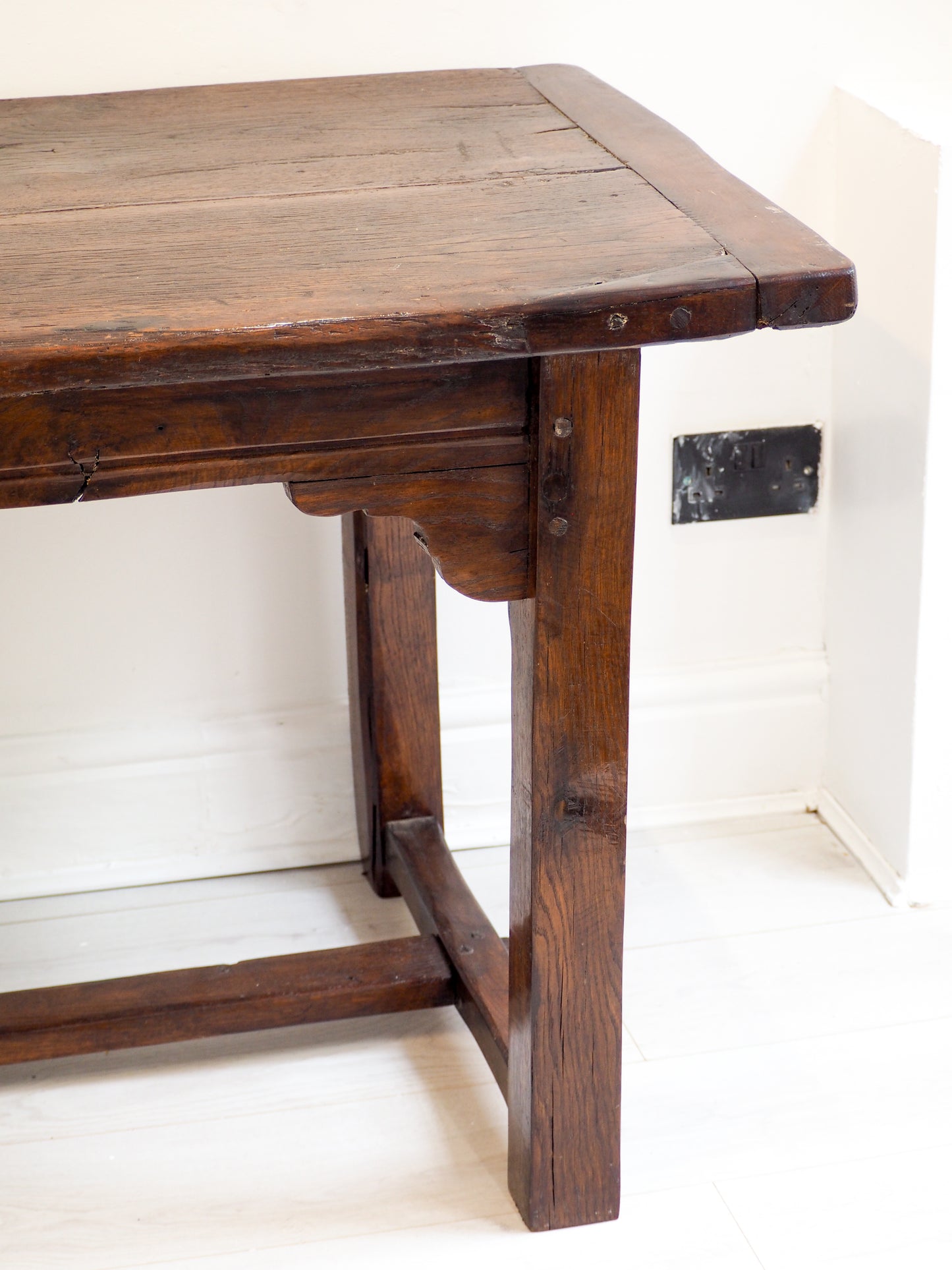 Antique Large Oak Farmhouse Refectory Table / Kitchen Dining Table