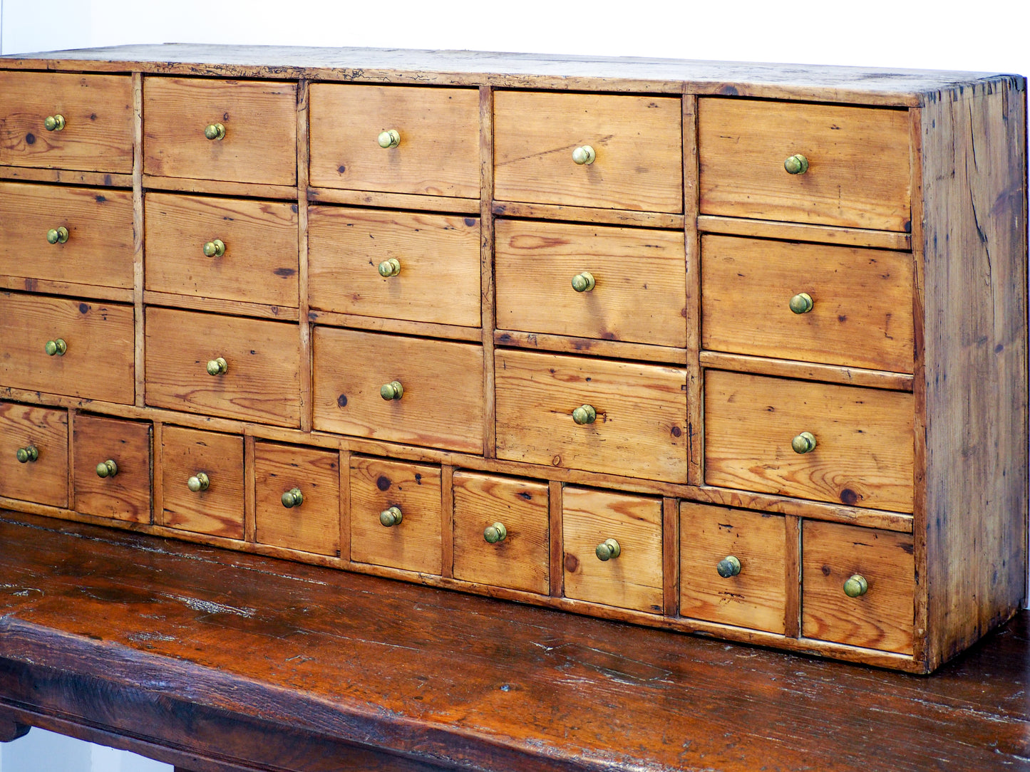 Vintage Antique Wooden Pine Multi-Drawer Apothecary Cabinet / Chest of Drawers