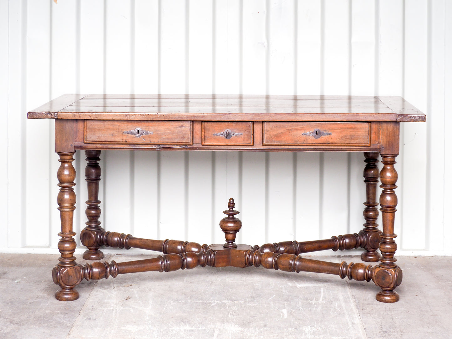 Antique 18th Century Walnut French Library Desk / Dining Table