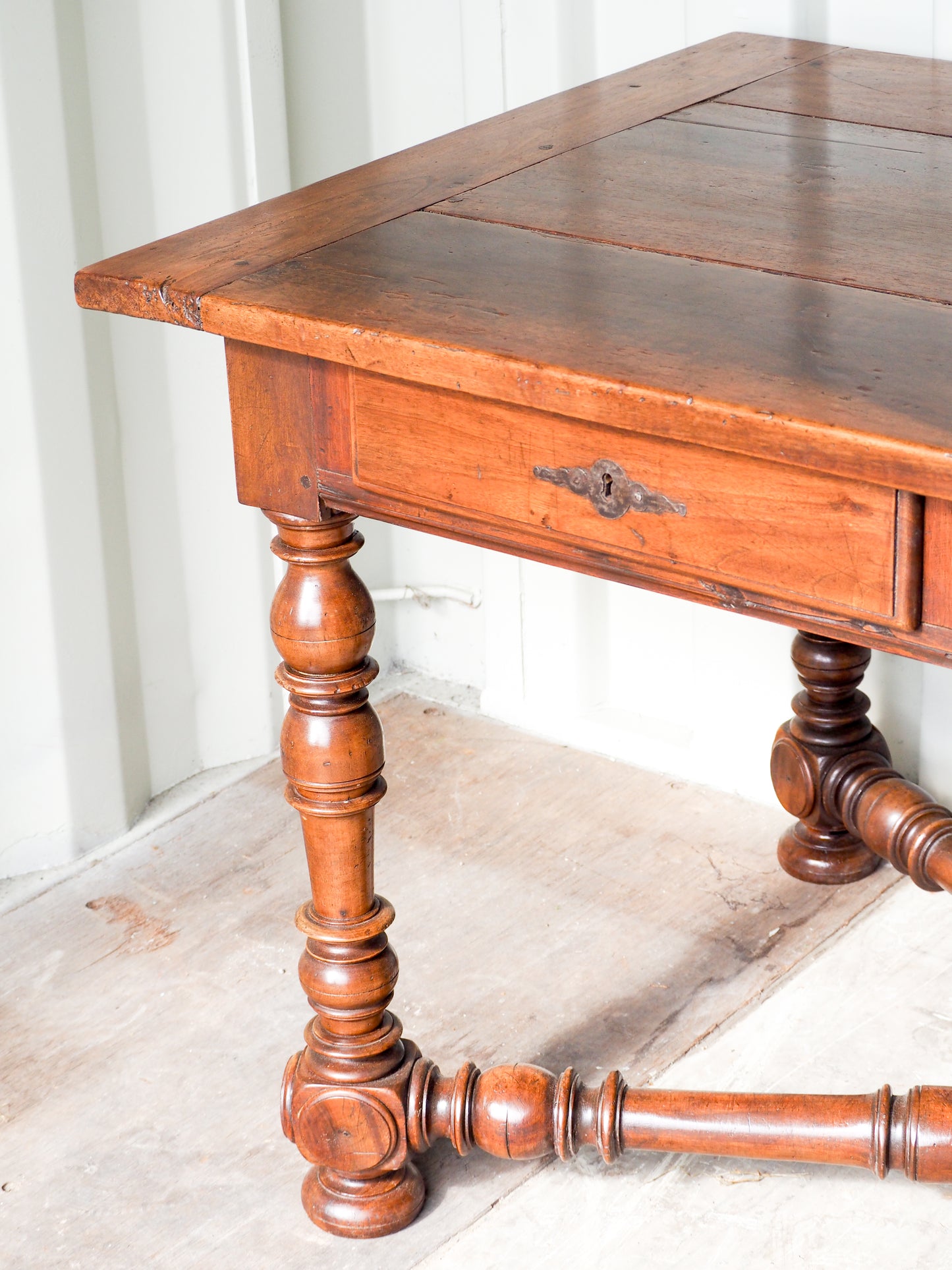 Antique 18th Century Walnut French Library Desk / Dining Table