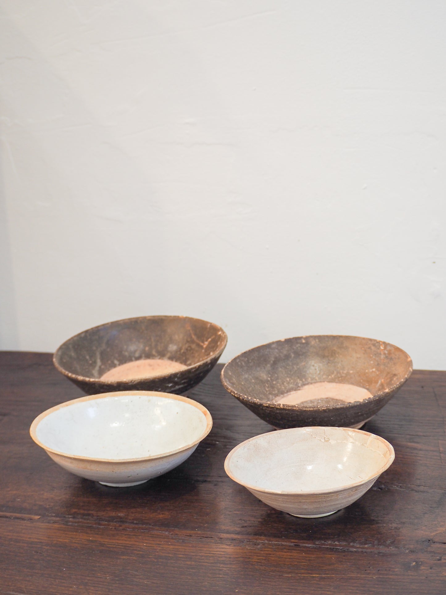 Antique Chinese Song Dynasty Cream Glazed Ceramic Bowl (Sold Individually)
