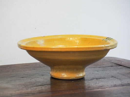 Vintage Antique Spanish Medium Yellow & Green Glazed Bowl