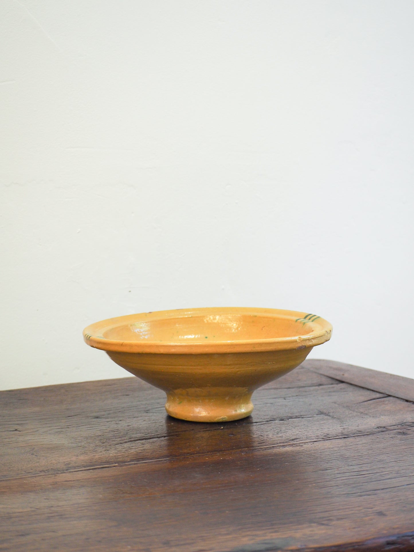Vintage Antique Spanish Medium Yellow & Green Glazed Bowl