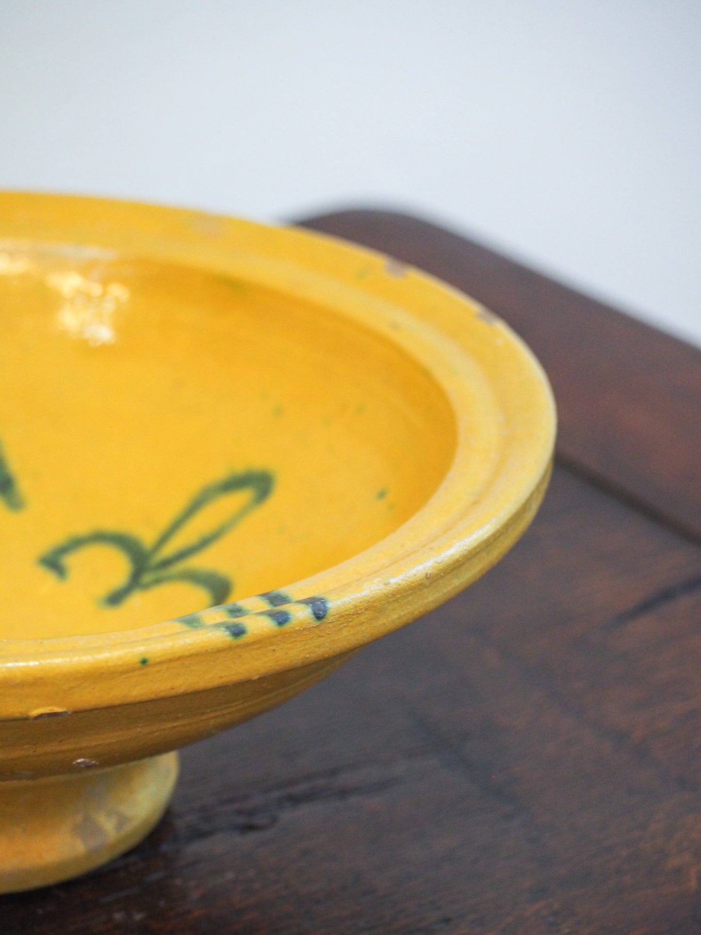 Vintage Antique Spanish Medium Yellow & Green Glazed Bowl
