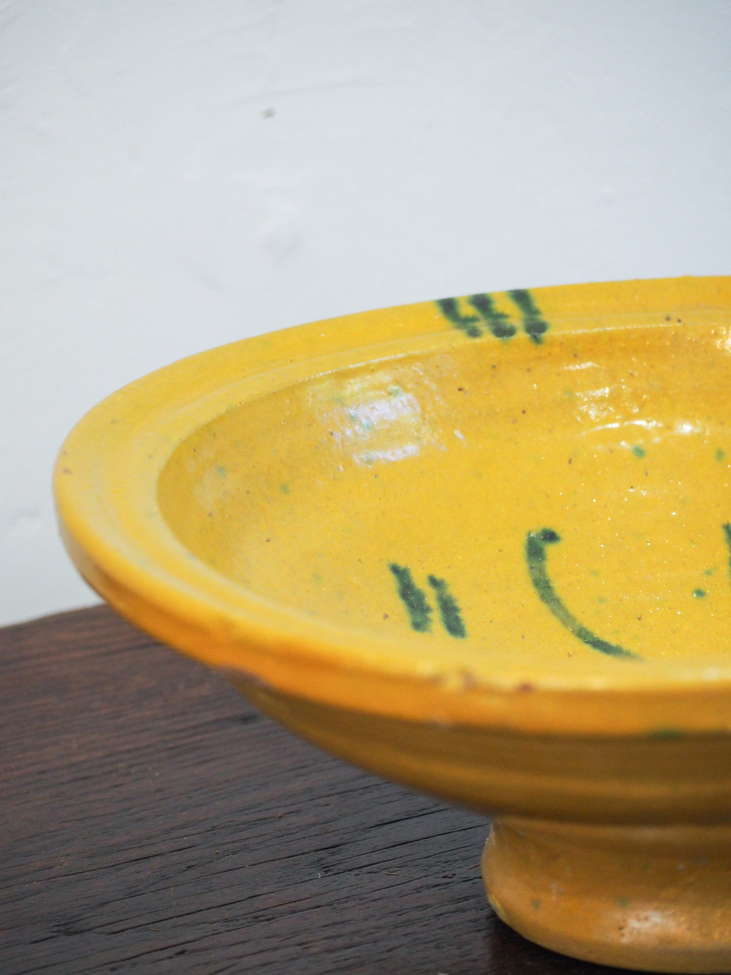 Vintage Antique Spanish Medium Yellow & Green Glazed Bowl