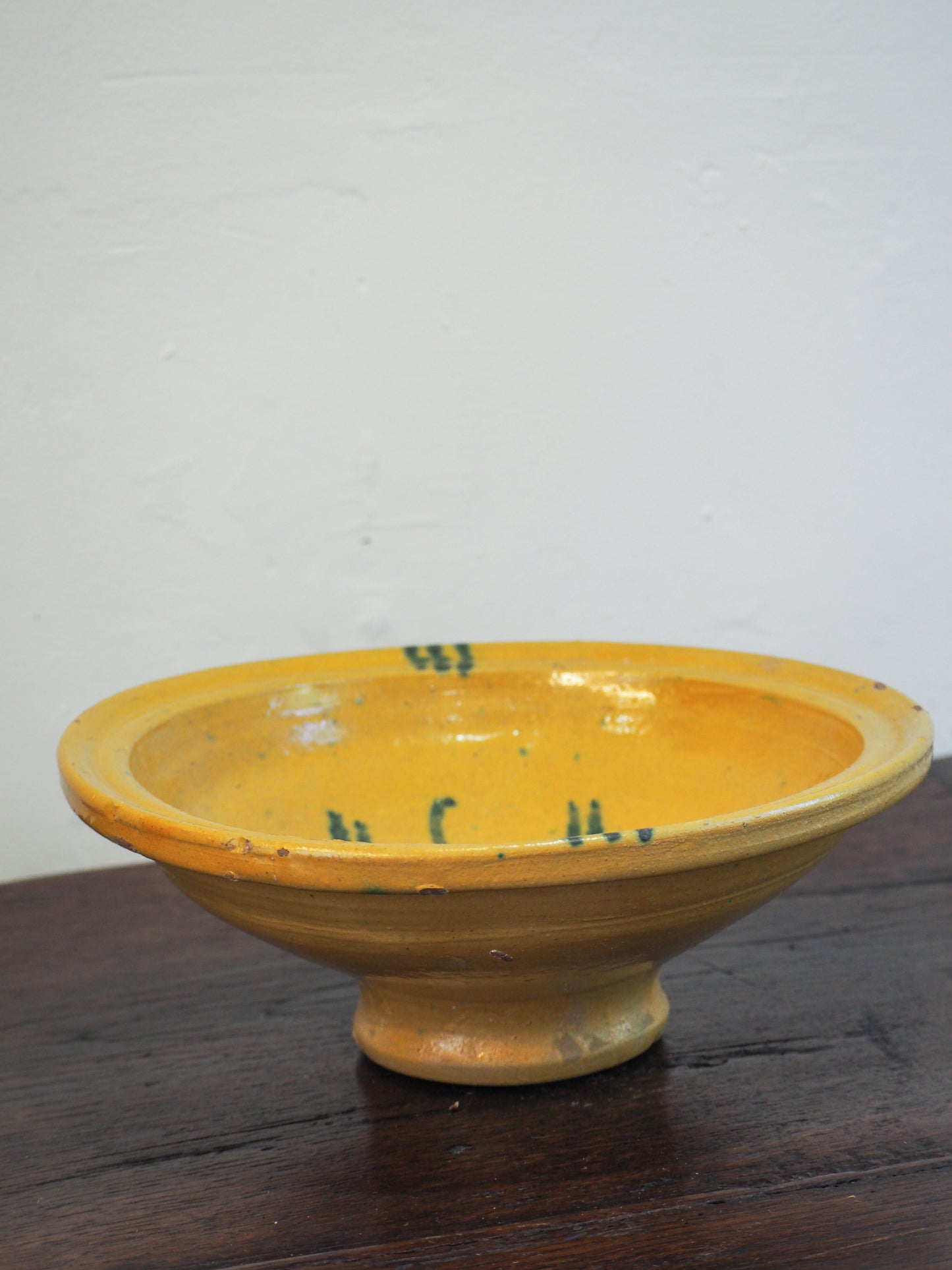 Vintage Antique Spanish Medium Yellow & Green Glazed Bowl