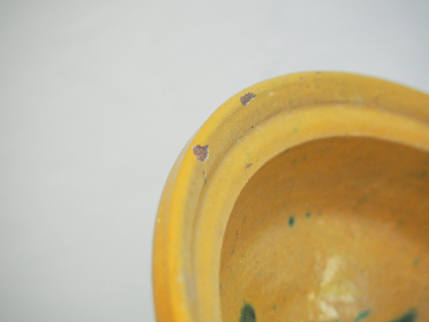 Vintage Antique Spanish Medium Yellow & Green Glazed Bowl