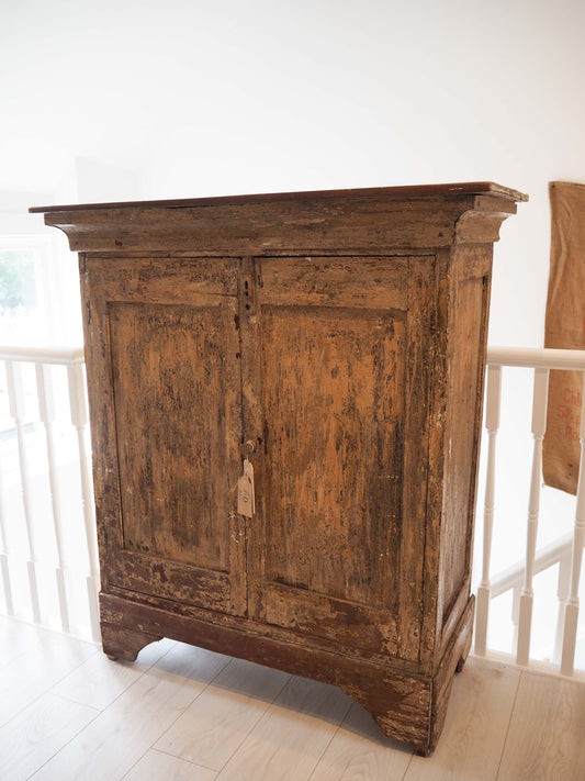 Vintage Antique Wooden Painted Spanish Cabinet with Shelves / Furniture