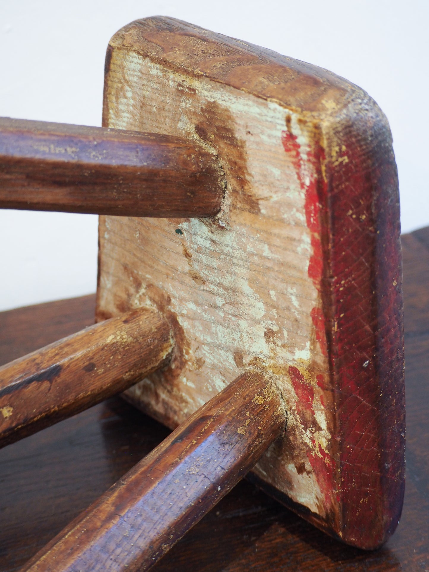 Antique Vintage Small Welsh Elm Rustic Wooden Farmhouse Stool / Milking Stool