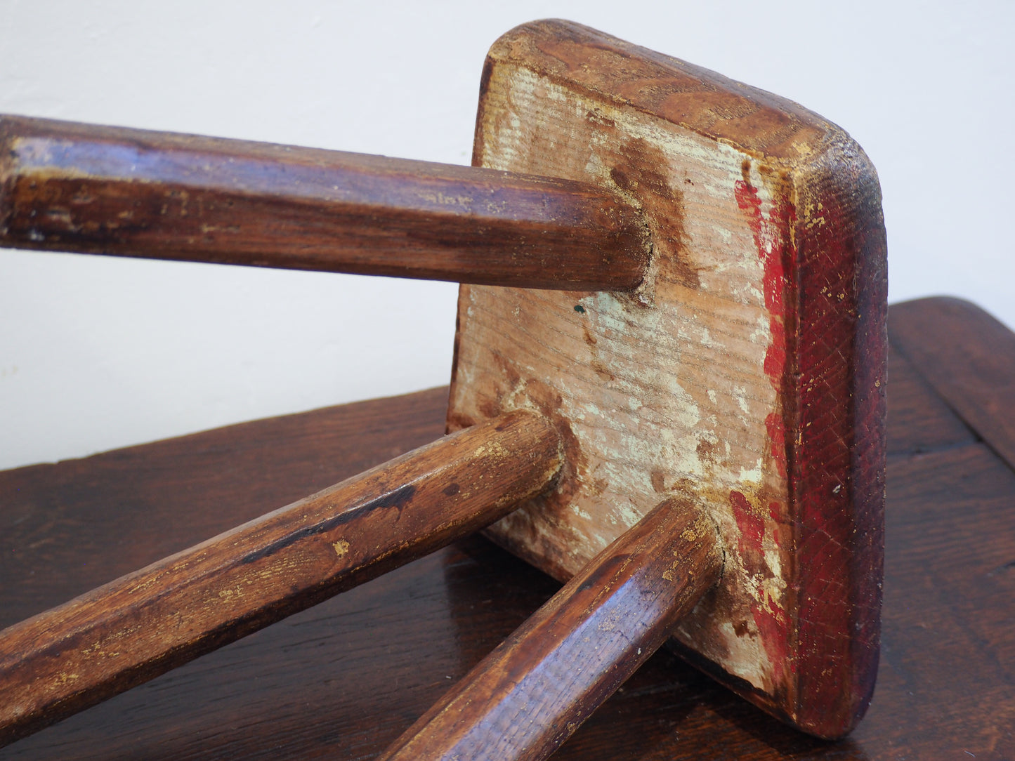Antique Vintage Small Welsh Elm Rustic Wooden Farmhouse Stool / Milking Stool