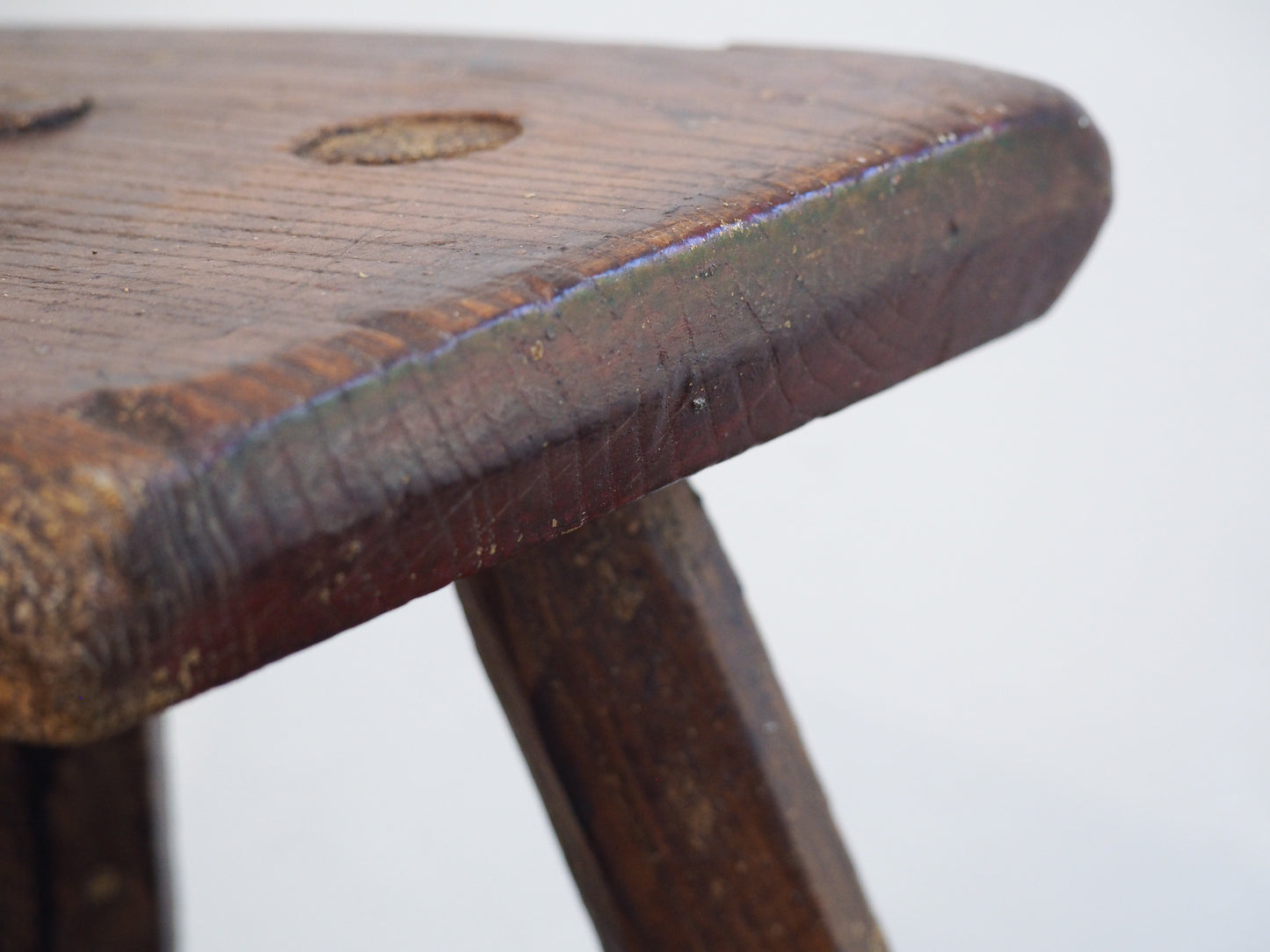 Antique Vintage Small Welsh Elm Rustic Wooden Farmhouse Stool / Milking Stool