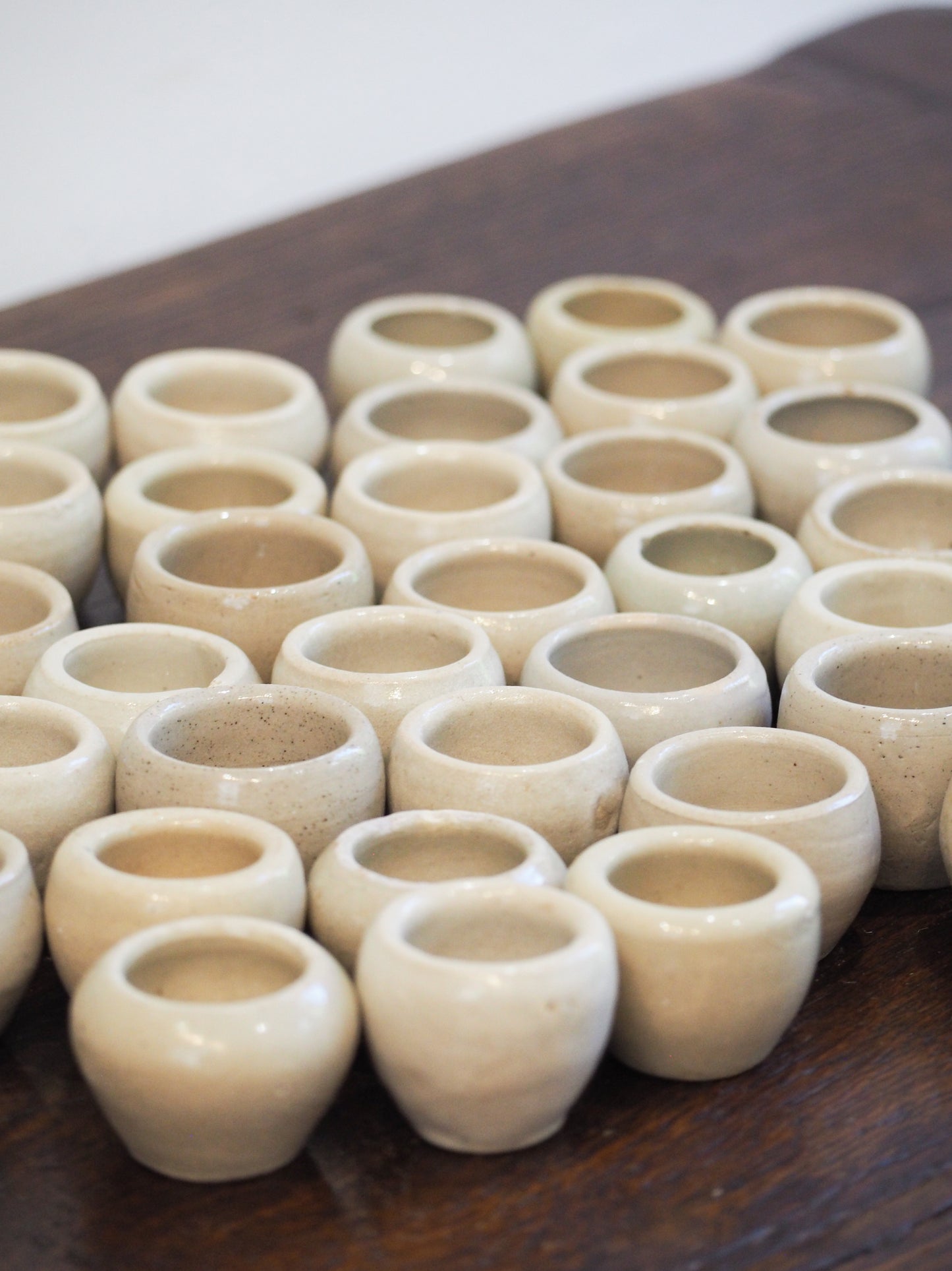 Vintage French Glazed Cream Ceramic Escargot Pots (Sold Individually)