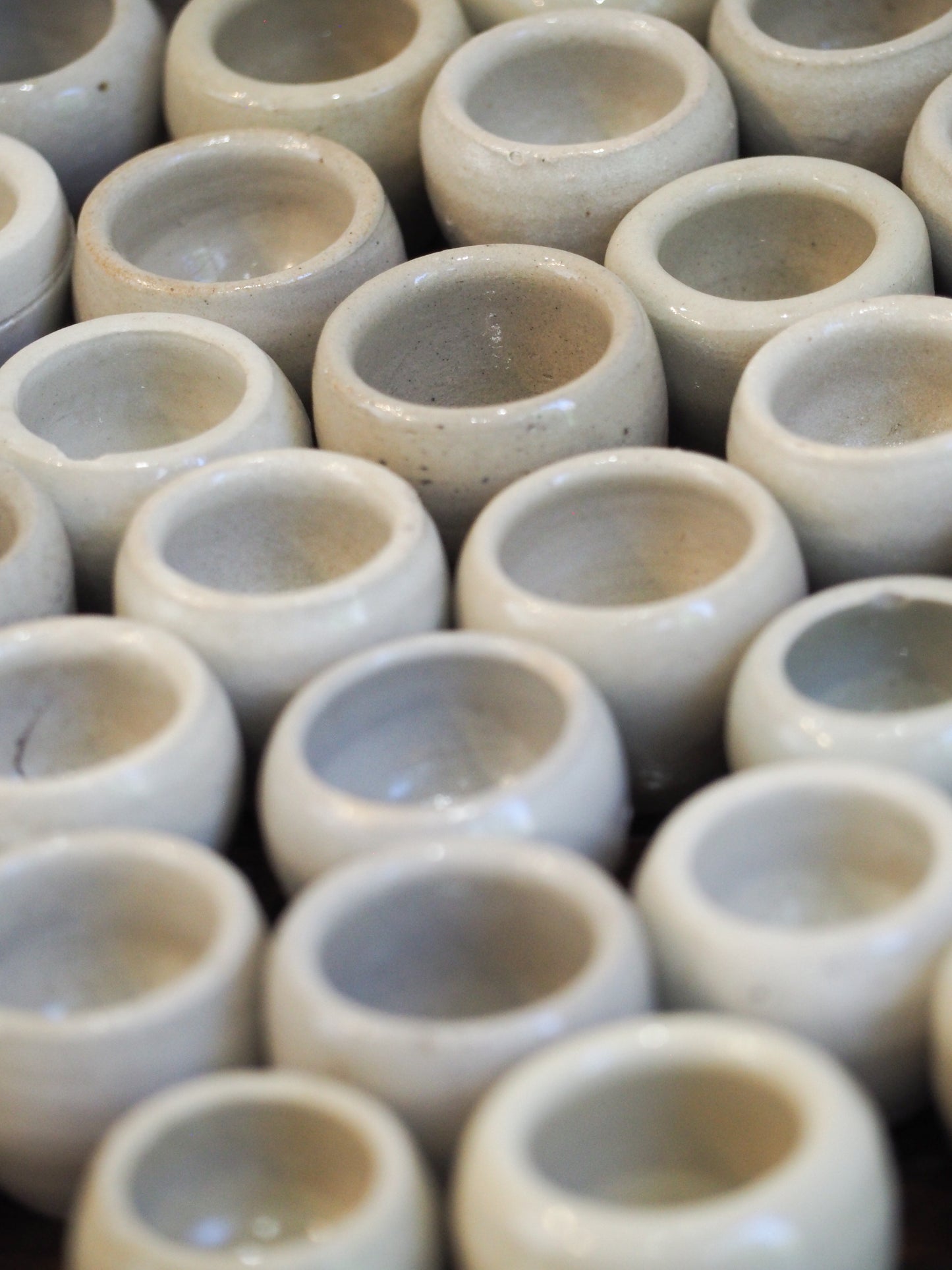 Vintage French Glazed Cream Ceramic Escargot Pots (Sold Individually)