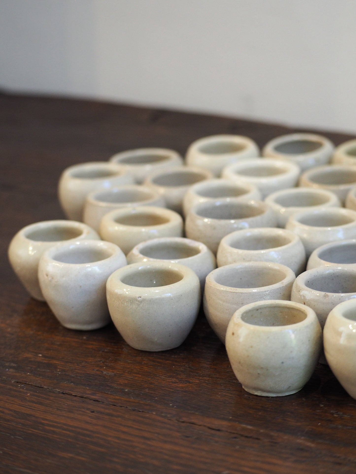 Vintage French Glazed Cream Ceramic Escargot Pots (Sold Individually)