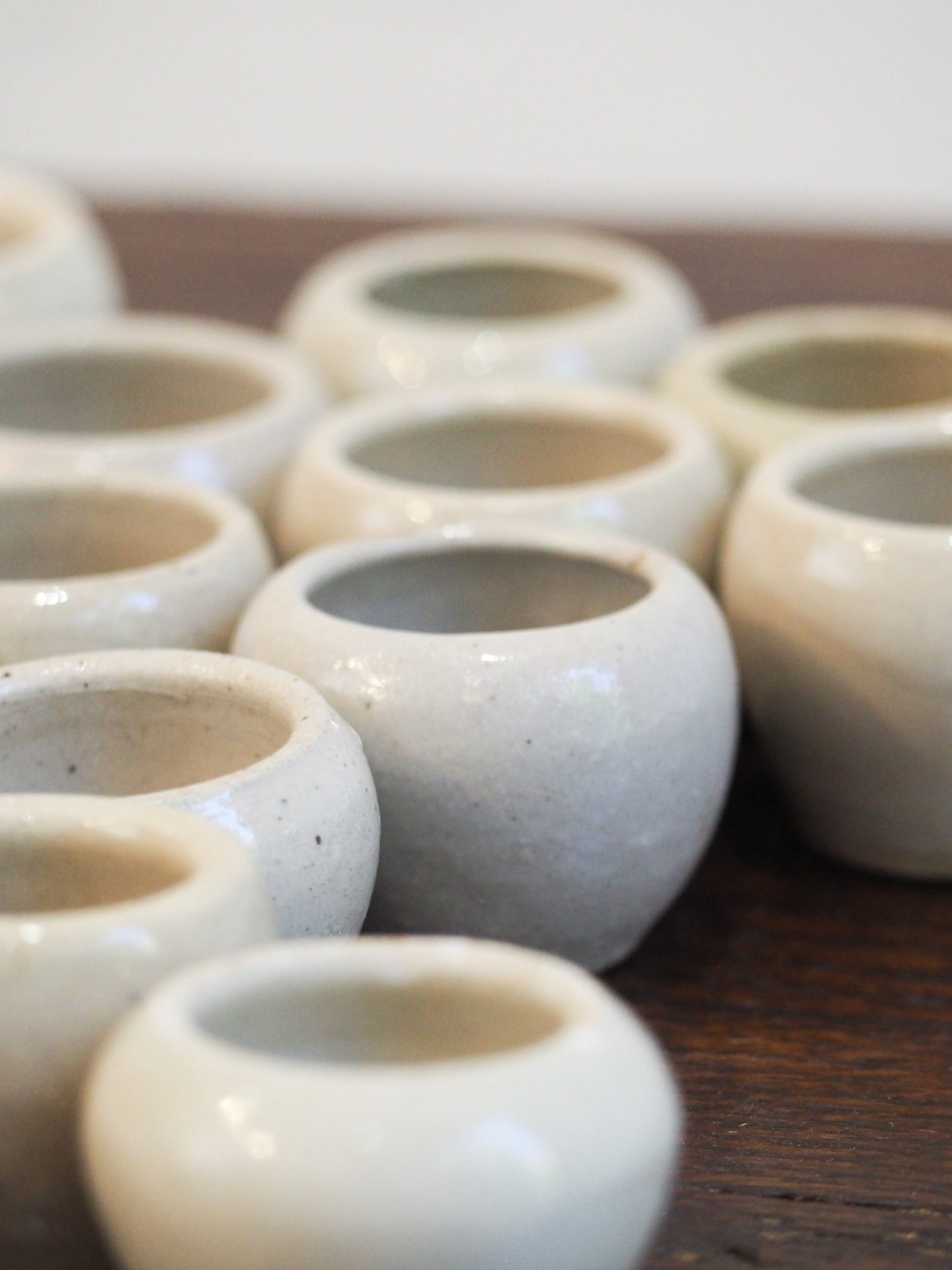 Vintage French Glazed Cream Ceramic Escargot Pots (Sold Individually)
