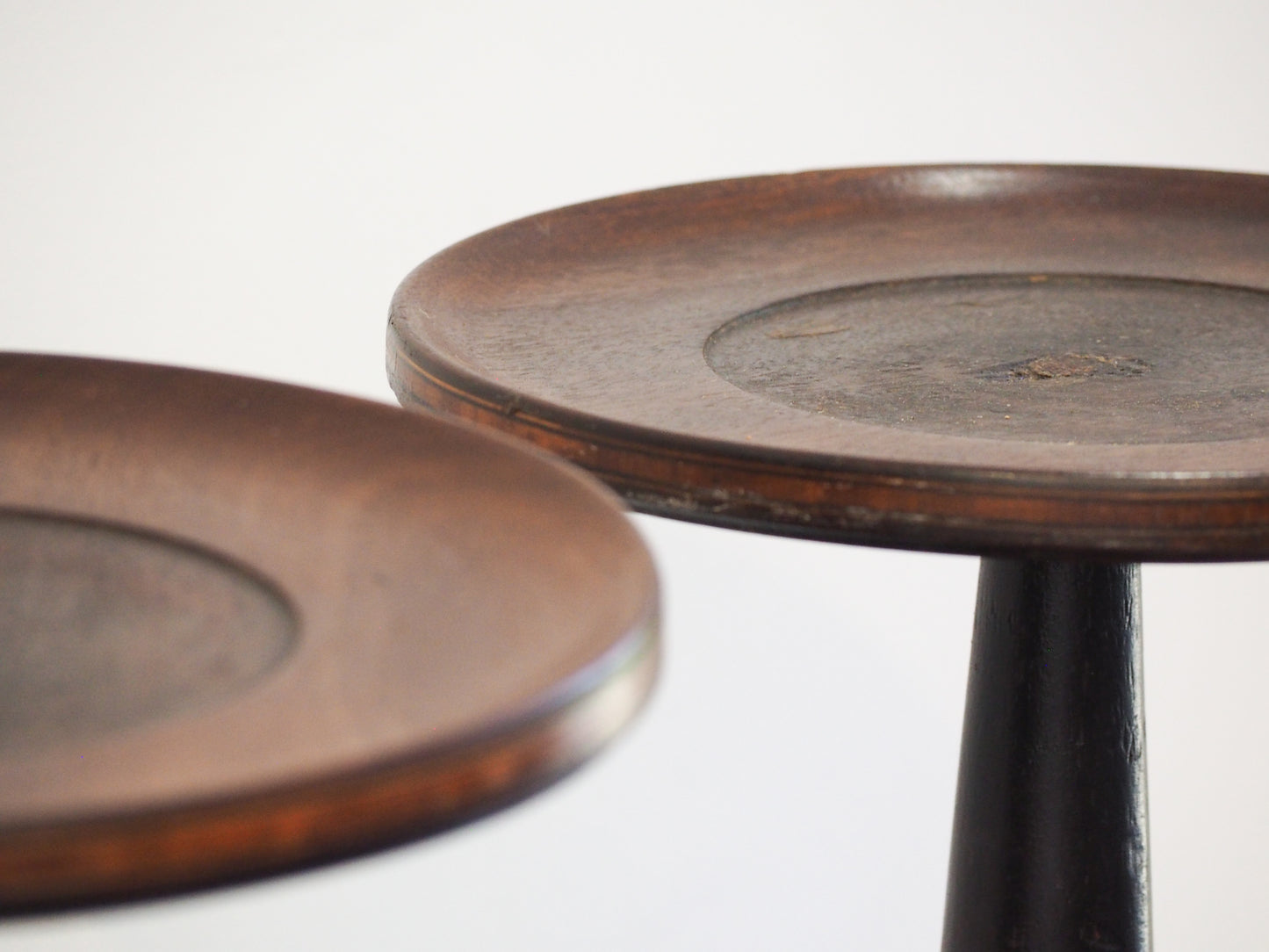 Pair of Antique Wooden Milliner Hat Stands / Candle Holder / Small Table