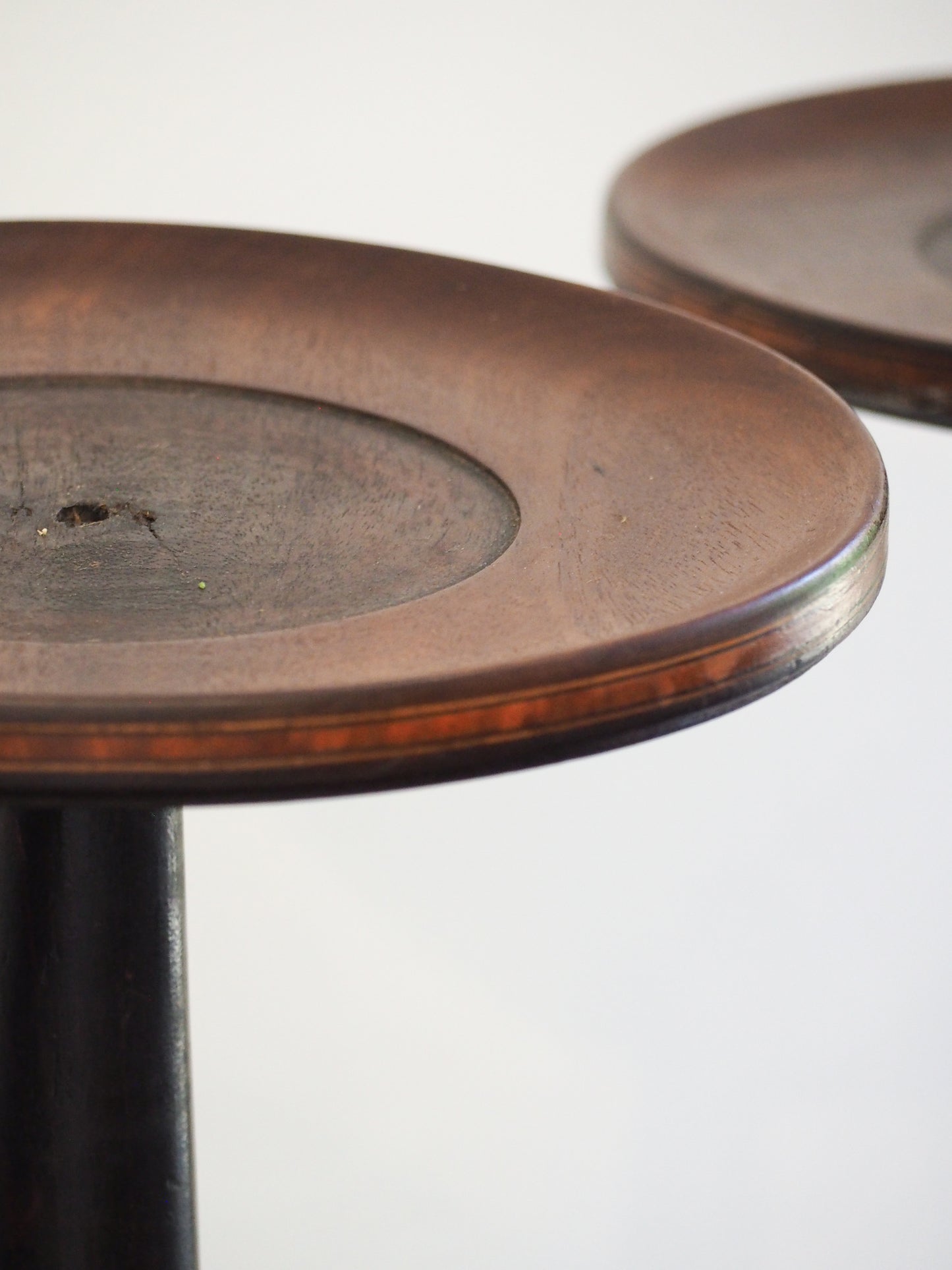 Pair of Antique Wooden Milliner Hat Stands / Candle Holder / Small Table