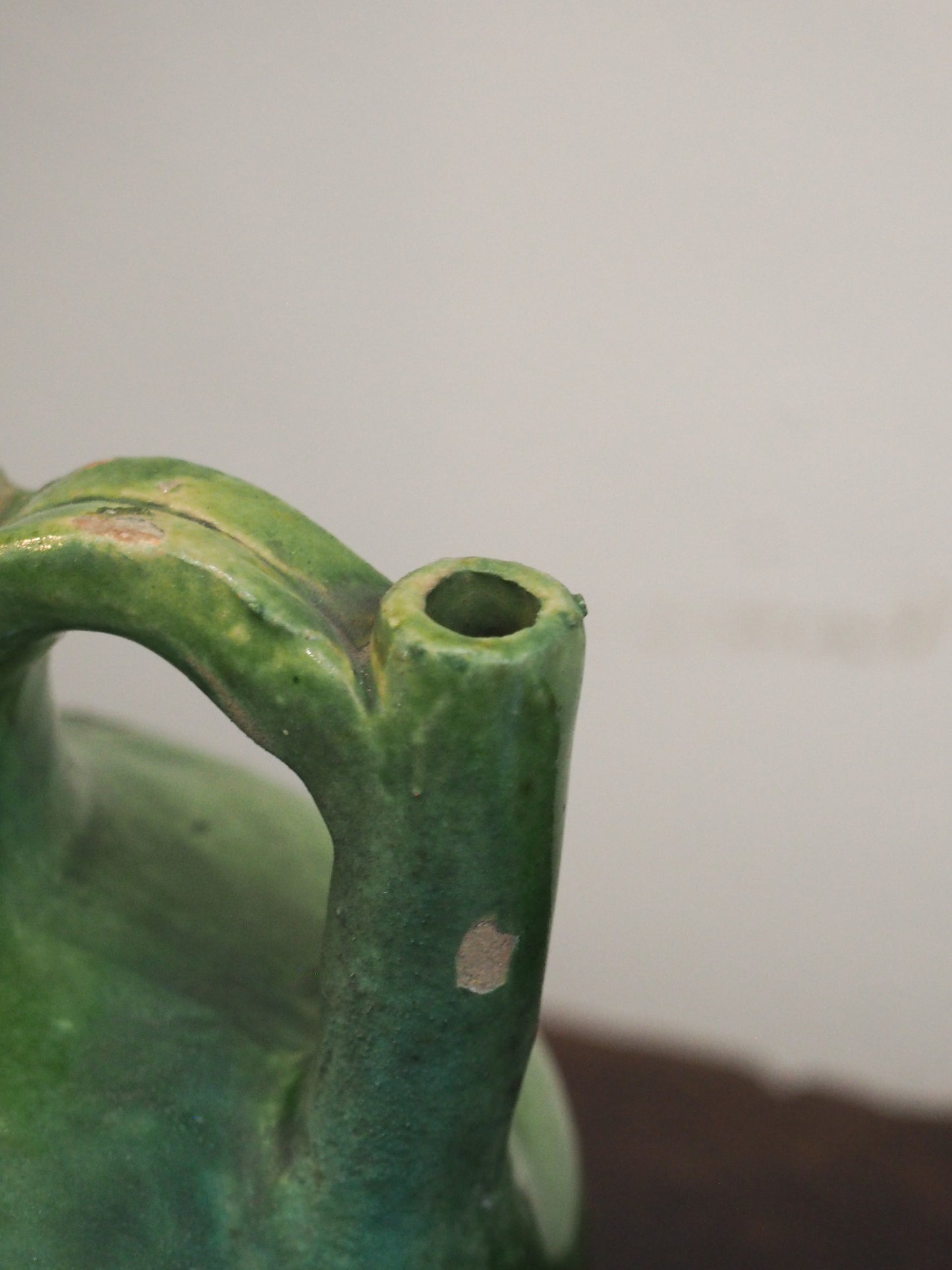 Antique Green Glazed Southern French Orjol Jug / Ceramic Pot