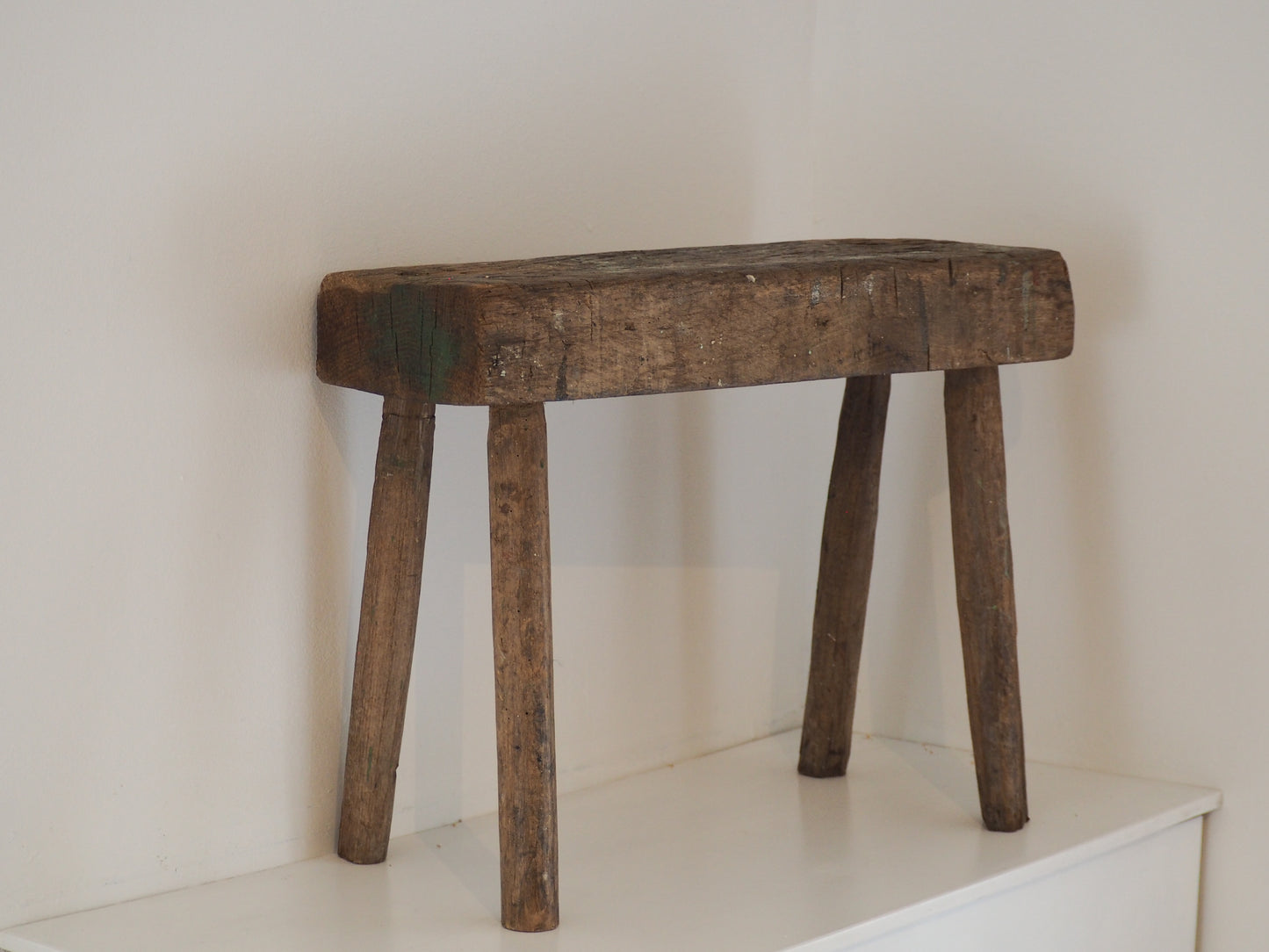 Antique Vintage Small Wooden Pig Bench / Rustic Farmhouse Stool