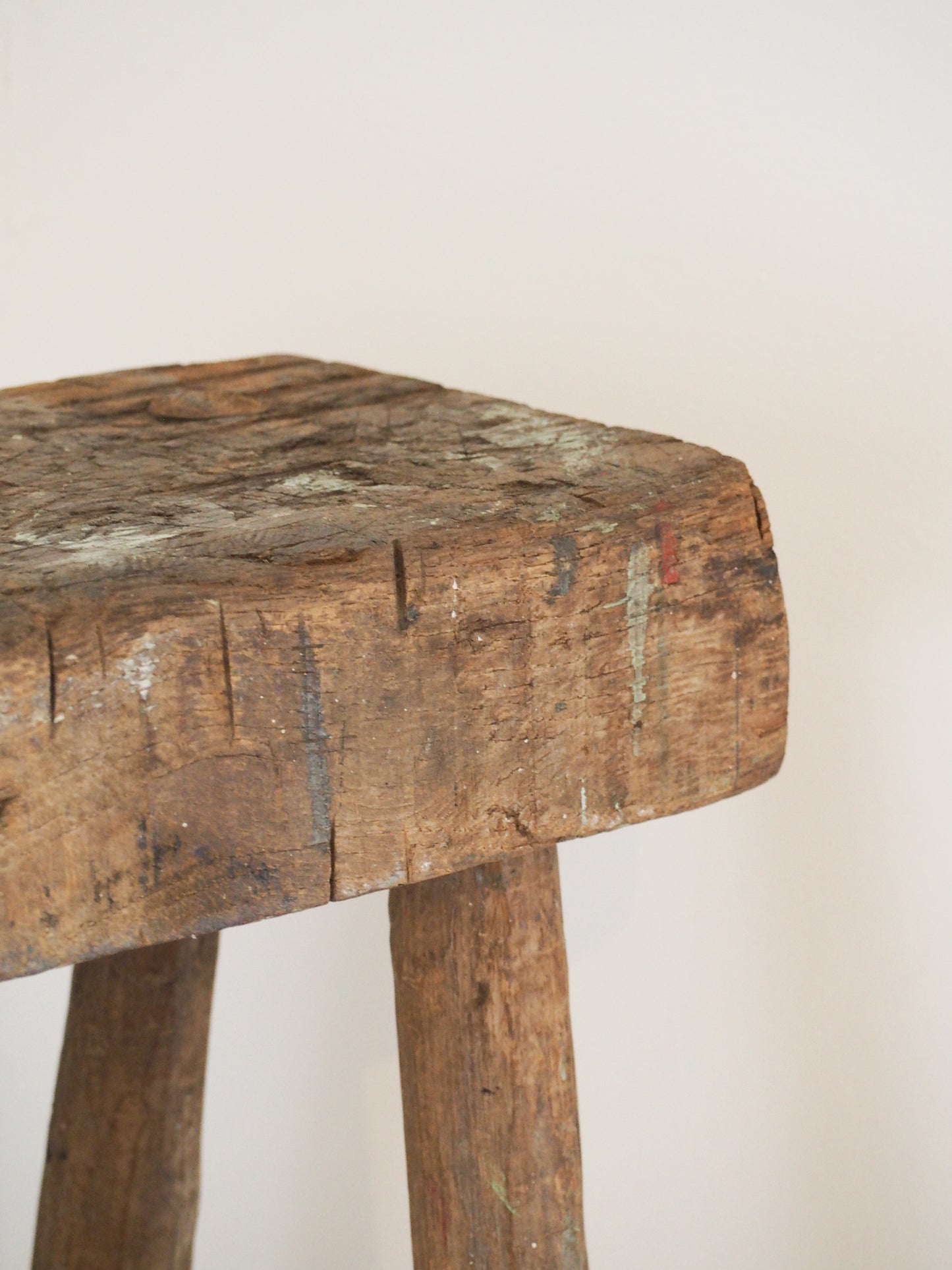 Antique Vintage Small Wooden Pig Bench / Rustic Farmhouse Stool