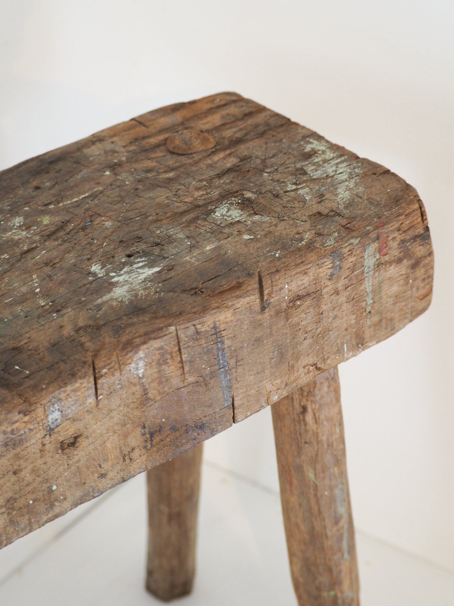 Antique Vintage Small Wooden Pig Bench / Rustic Farmhouse Stool