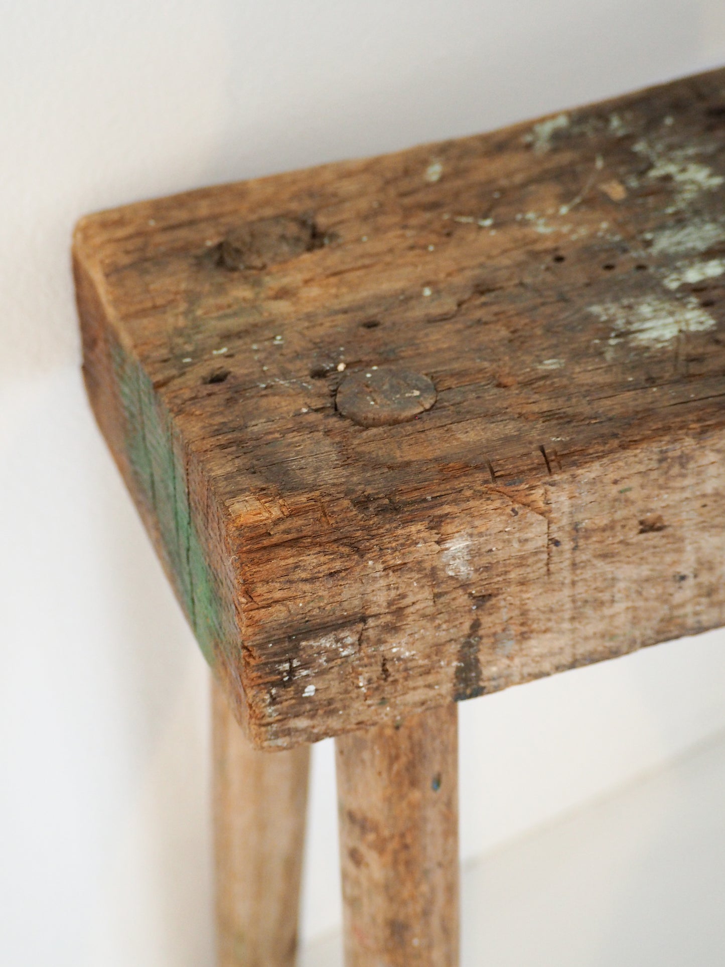 Antique Vintage Small Wooden Pig Bench / Rustic Farmhouse Stool
