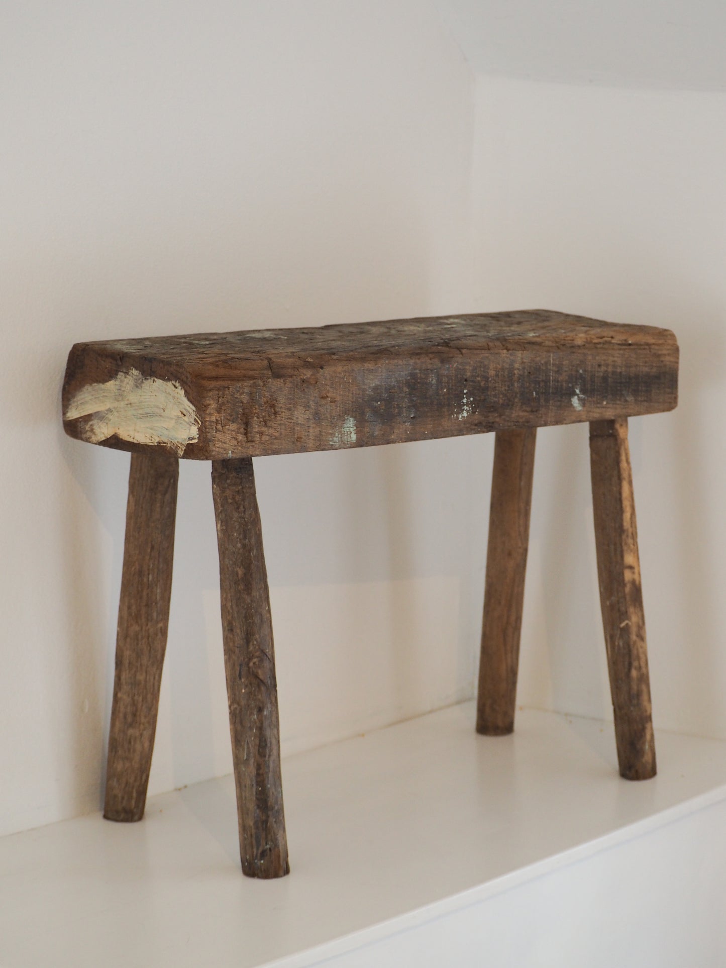 Antique Vintage Small Wooden Pig Bench / Rustic Farmhouse Stool