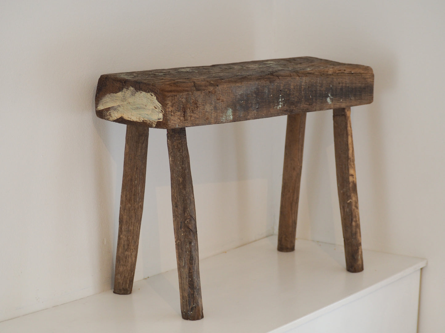 Antique Vintage Small Wooden Pig Bench / Rustic Farmhouse Stool