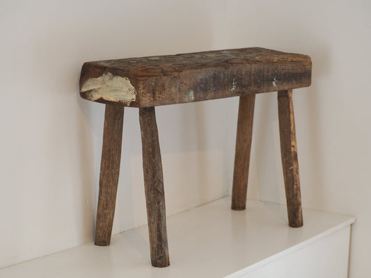 Antique Vintage Small Wooden Pig Bench / Rustic Farmhouse Stool