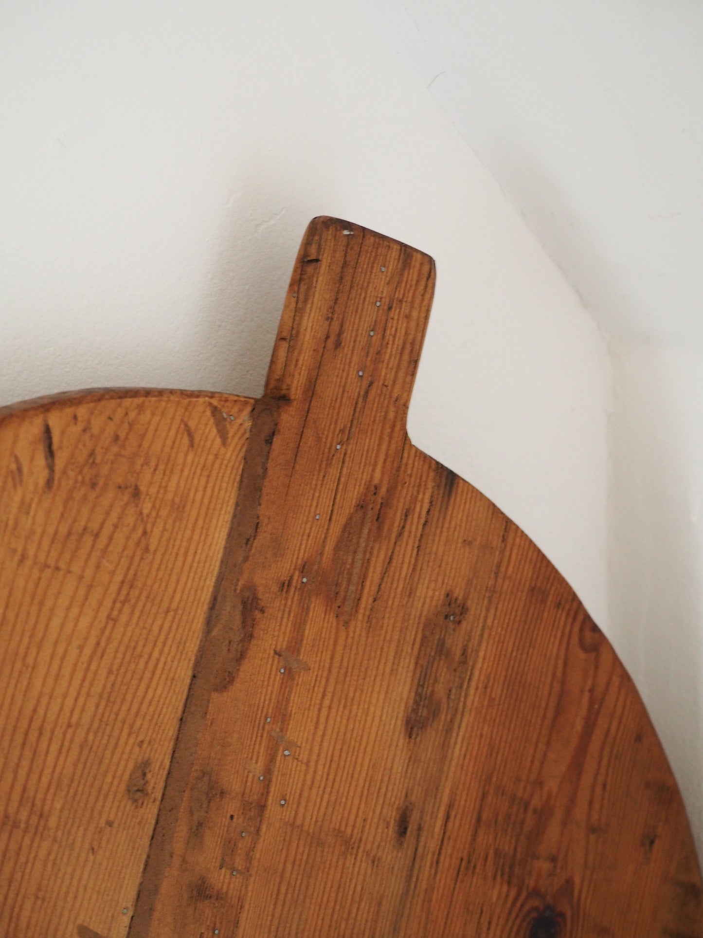 Large Antique Turkish Round Wooden Bread Board / Rustic Charcuterie Serving Plate