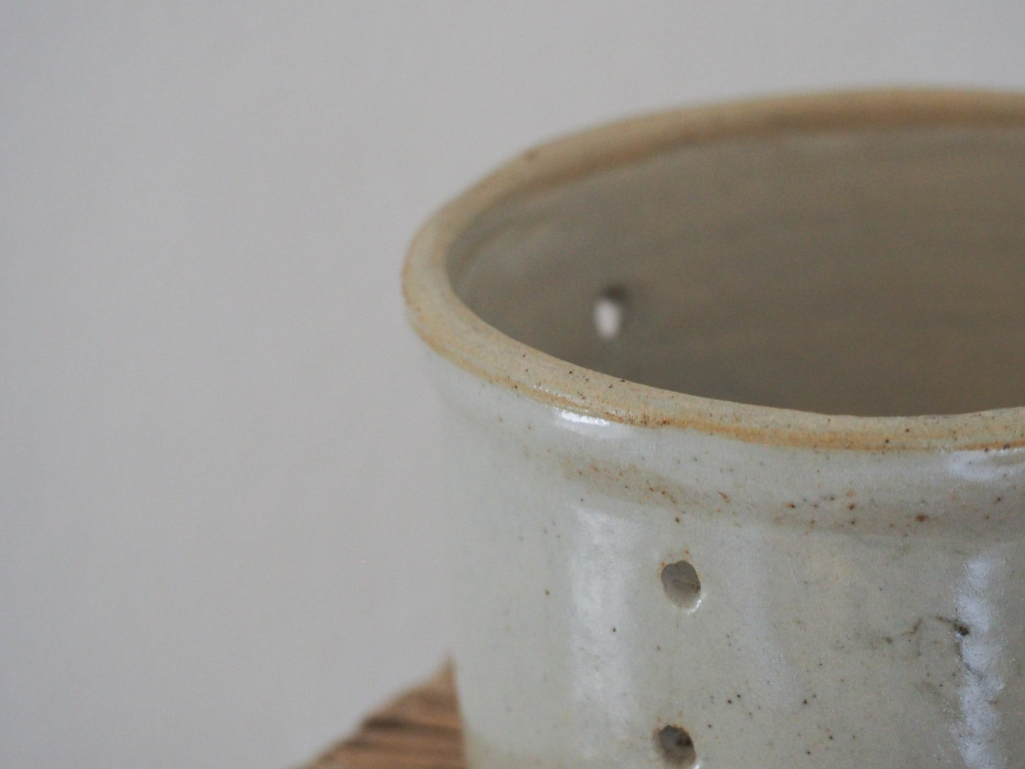 Small Vintage / Antique Rustic French Cream Stoneware Cheese Mould / Kitchen Storage Jar