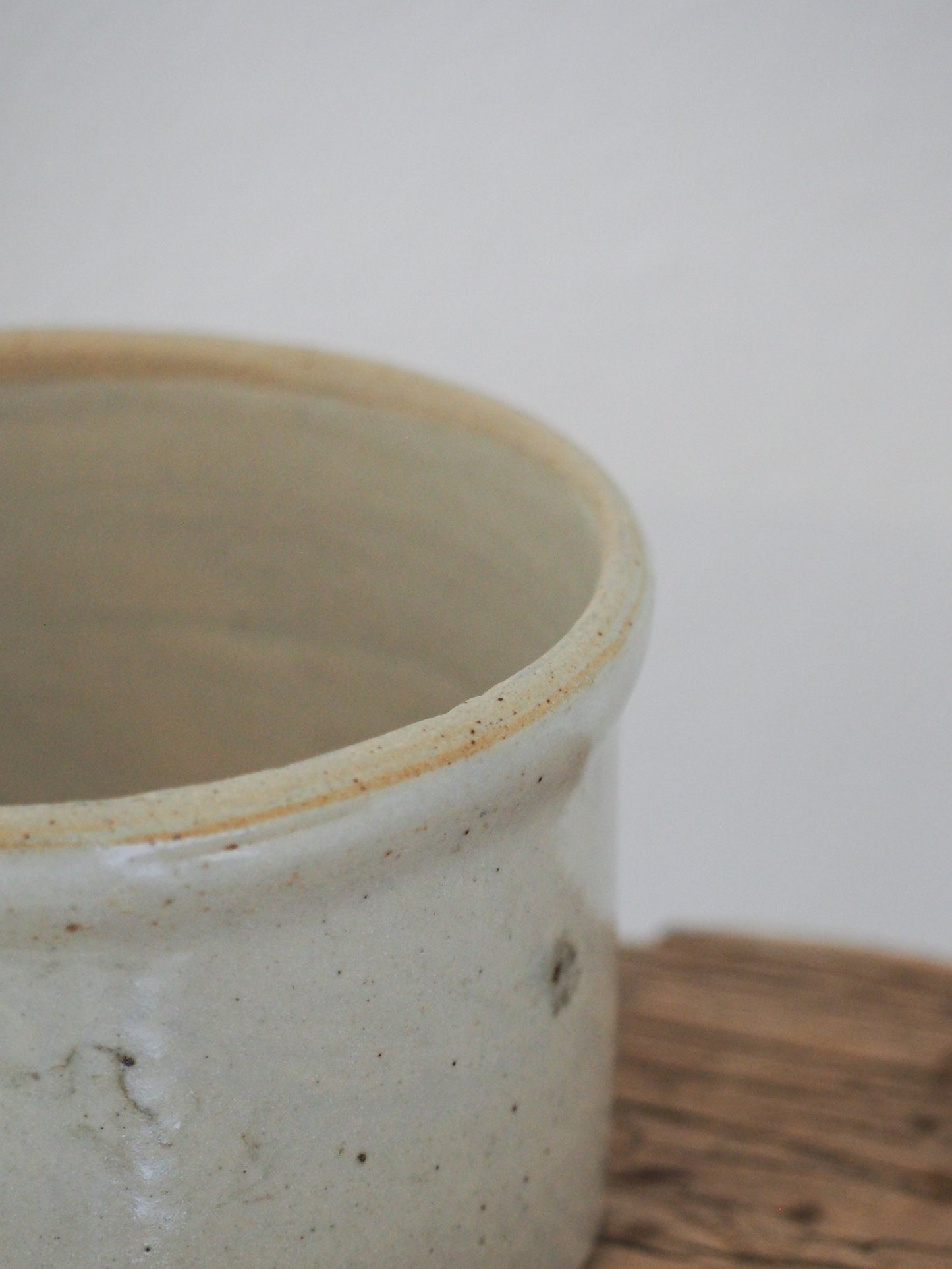 Small Vintage / Antique Rustic French Cream Stoneware Cheese Mould / Kitchen Storage Jar