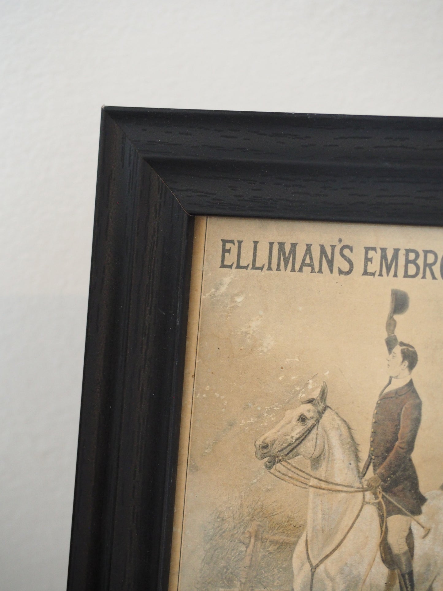 Pair of Vintage Elliman's Embrocation Advertising Prints in Black Frame