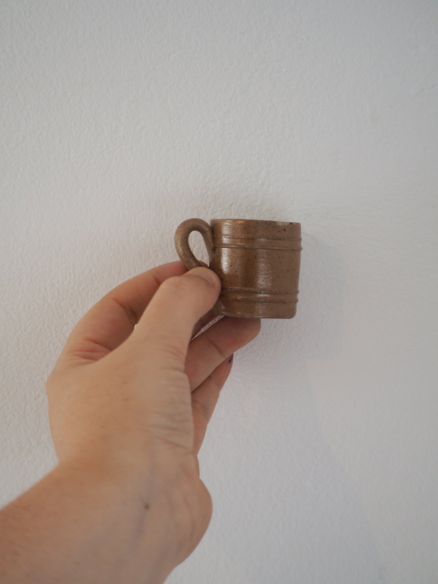 Antique Vintage Set of 4 Miniature French Brown Ceramic Pots / Small Confit Pot