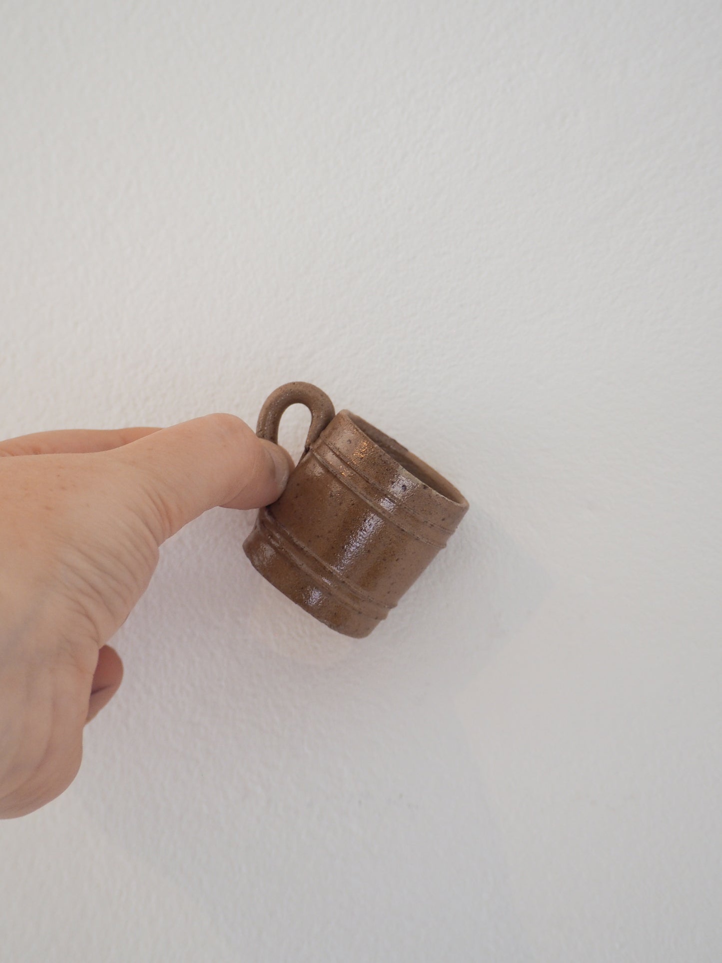 Antique Vintage Set of 4 Miniature French Brown Ceramic Pots / Small Confit Pot