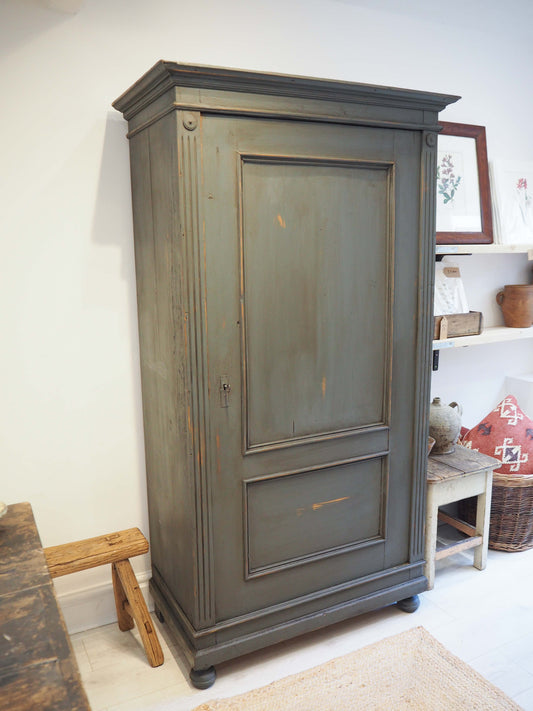 Antique Vintage Housekeepers Pine Painted Wooden Cupboard / Rustic Furniture