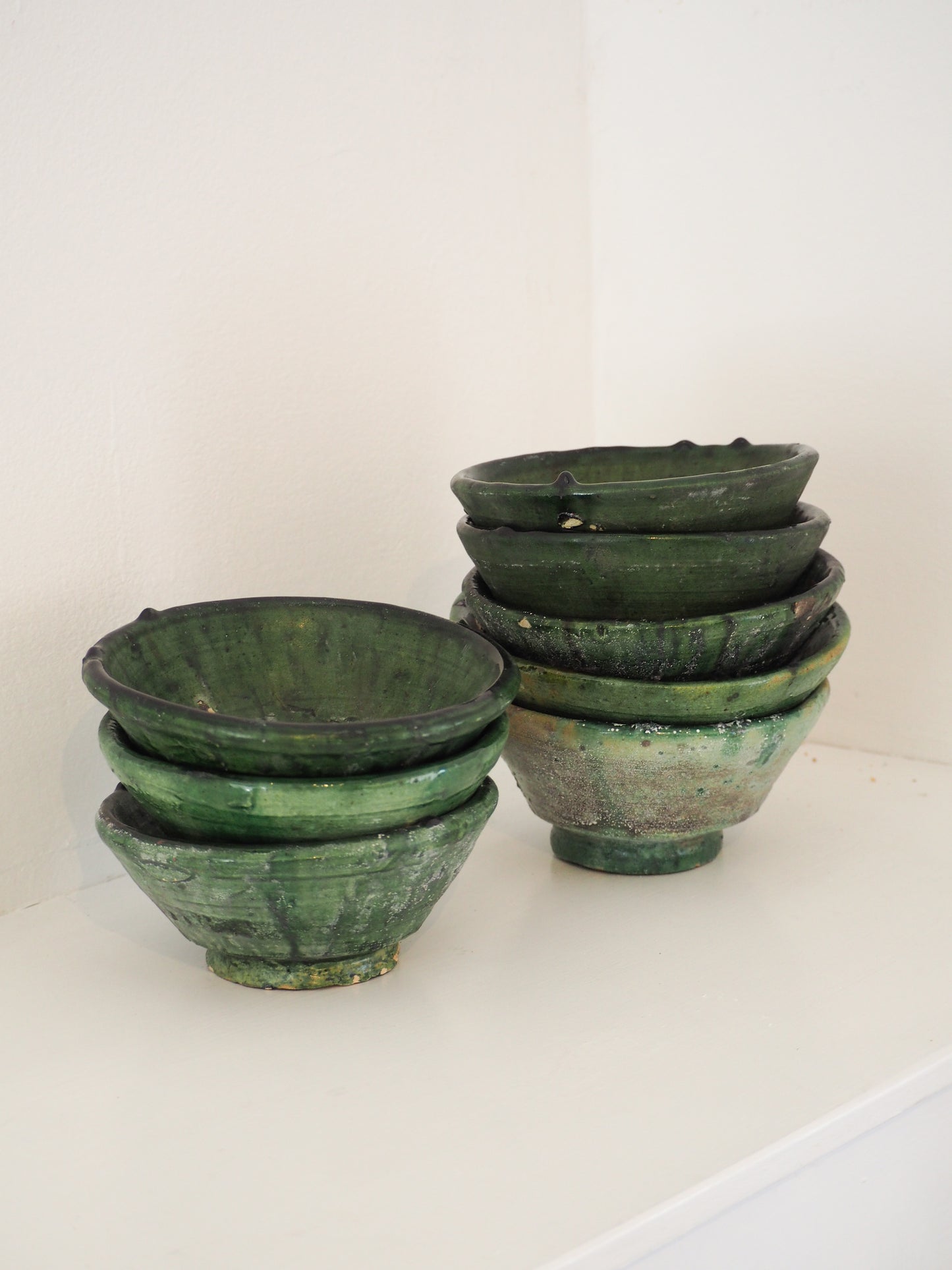 Vintage Moroccan Tamegroute Green Glazed Ceramic Bowl - Handmade Moroccan Serving Dish (Sold Individually)