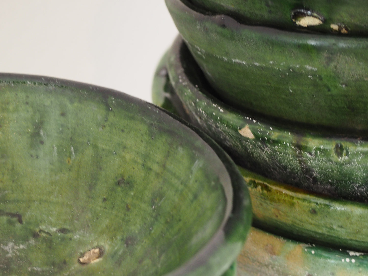 Vintage Moroccan Tamegroute Green Glazed Ceramic Bowl - Handmade Moroccan Serving Dish (Sold Individually)