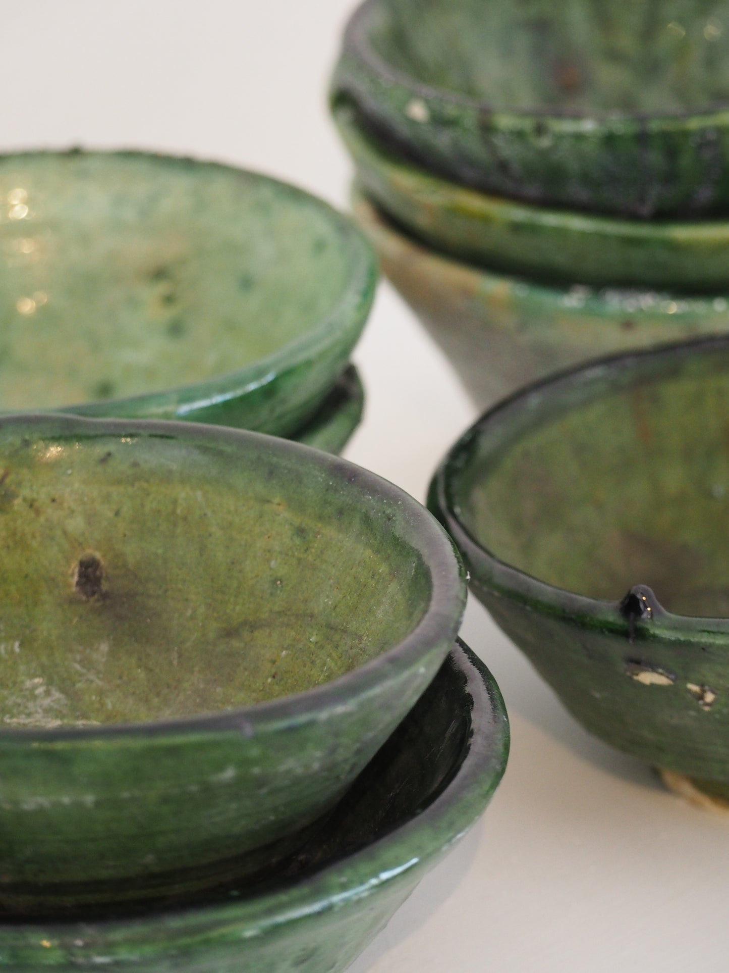 Vintage Moroccan Tamegroute Green Glazed Ceramic Bowl - Handmade Moroccan Serving Dish (Sold Individually)