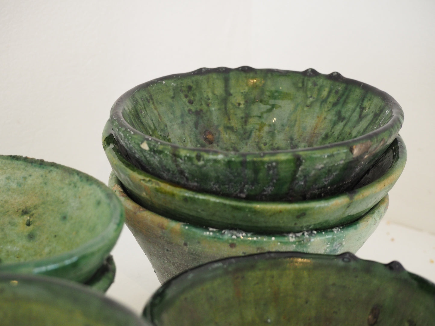 Vintage Moroccan Tamegroute Green Glazed Ceramic Bowl - Handmade Moroccan Serving Dish (Sold Individually)