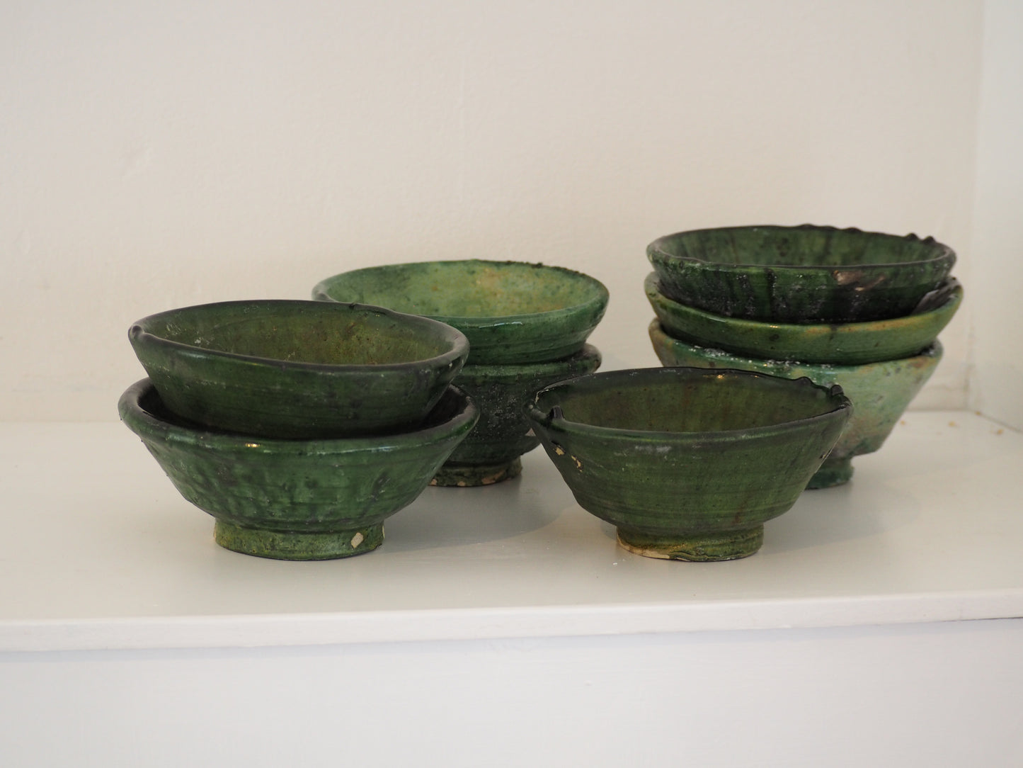 Vintage Moroccan Tamegroute Green Glazed Ceramic Bowl - Handmade Moroccan Serving Dish (Sold Individually)