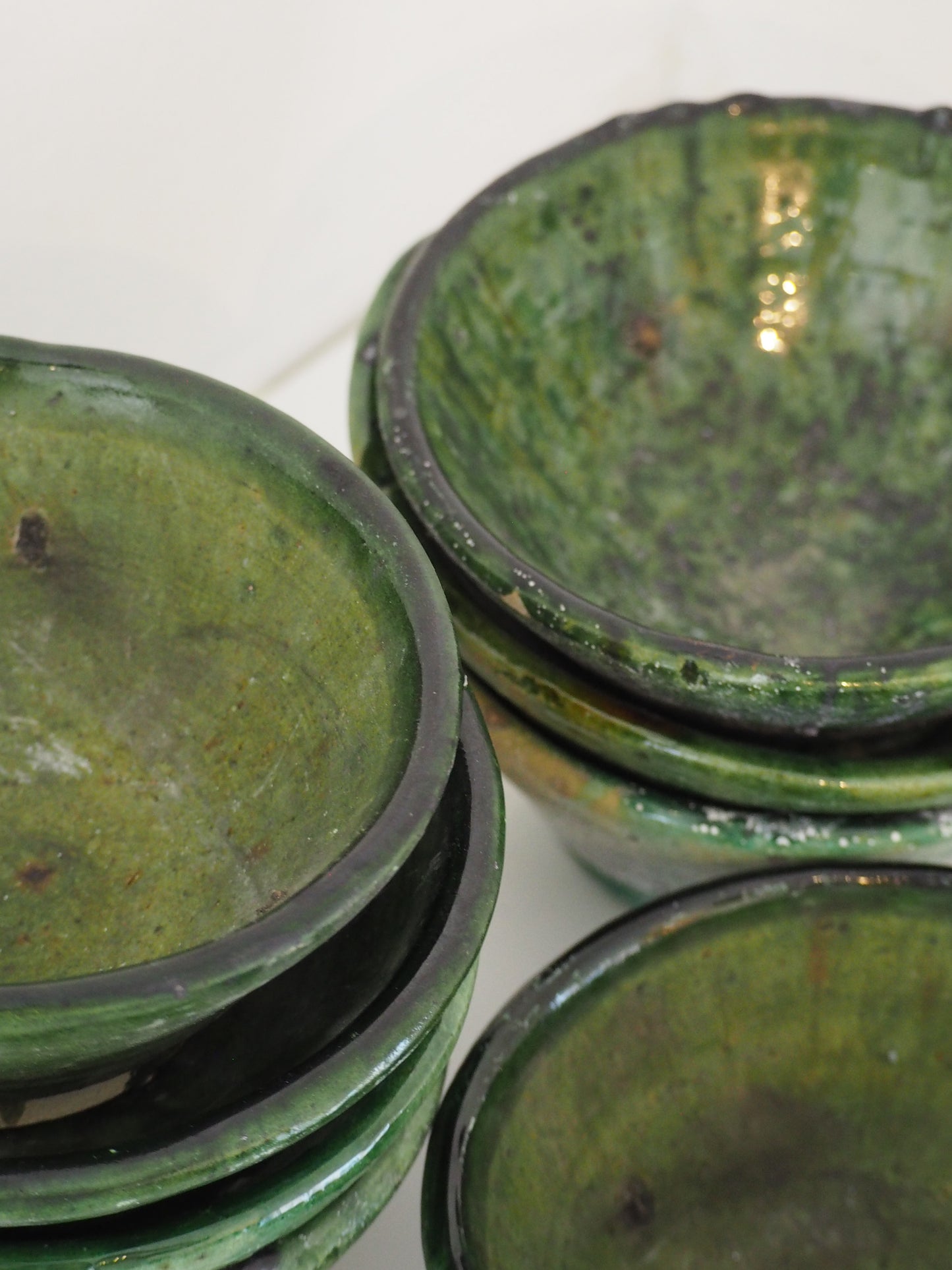 Vintage Moroccan Tamegroute Green Glazed Ceramic Bowl - Handmade Moroccan Serving Dish (Sold Individually)